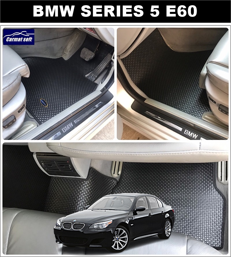 ยางปูพื้นรถยนต์BMW SERIES 5 E60 (ปี 2003-10) พรมกระดุมเม็ดเล็ก pvc สีดำ เข้ารูปสวยงาม