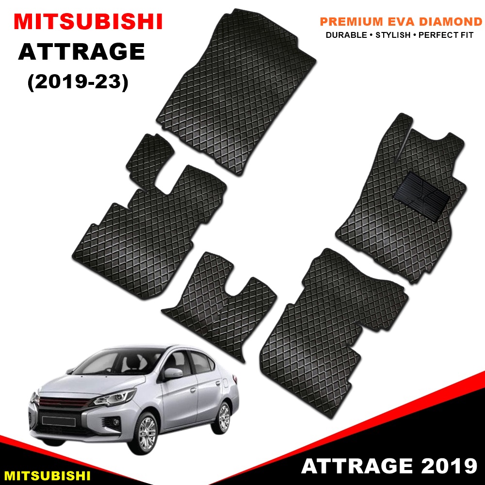 ยางปูพื้นรถยนต์ MITSUBISHI ATTRAGE 2019-2023 ลายไดมอนด์ 5ชิ้น เข้ารูป (พร้อมส่ง)