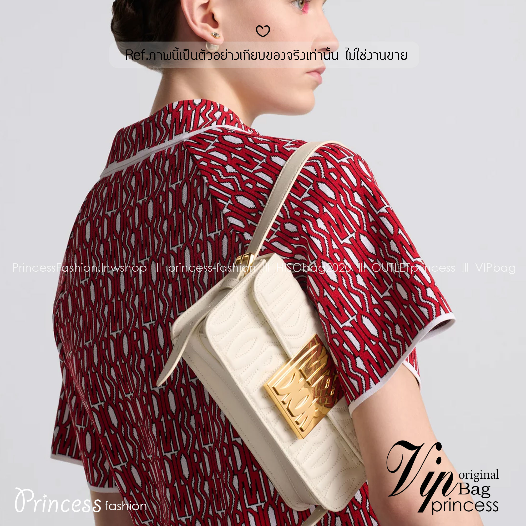 8.5" DIOR Miss Dior Flap Bag / Dior Clutch Bag / Pale Quilted Miss Dior Allover Leather กระเป๋าสะพายไหล่รุ่นใหม่ล่าสุด สง่างามทันสมัย เกรดออริ 1:1