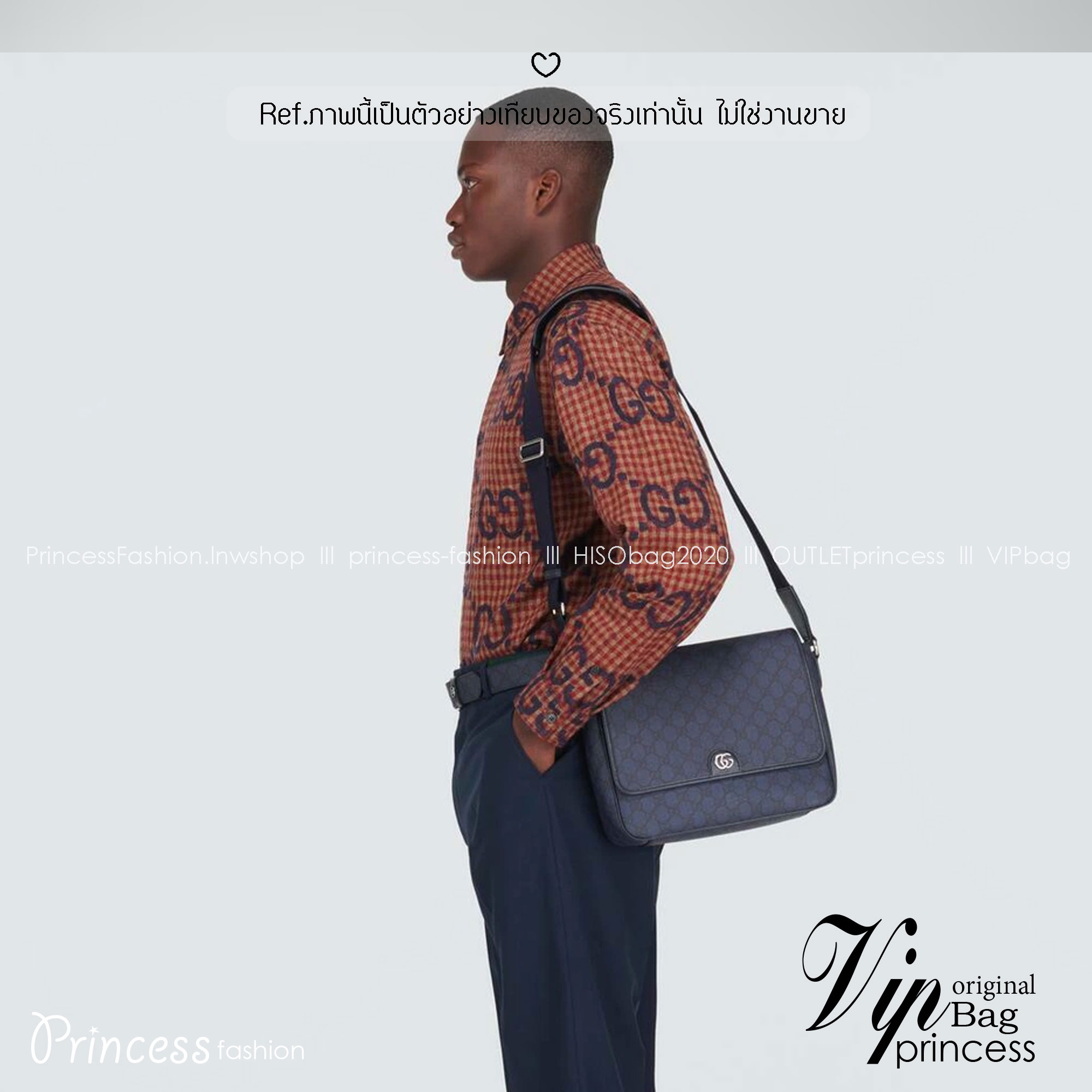 ORI หนังแท้ | GUCCI Ophidia medium messenger bag Navy Blue กระเป๋าสะพายทรงแมสเซ็นเจอร์ Canvas GG Supreme เนื้อผ้าที่เหมาะสำหรับไลน์แอคเซสเซอรี่สำหรับผู้ชาย โดยการเพิ่มกลิ่นอายความโมเดิร์นให้กับดีไซน์ของแบรนด์อันเป็นเอกลักษณ์