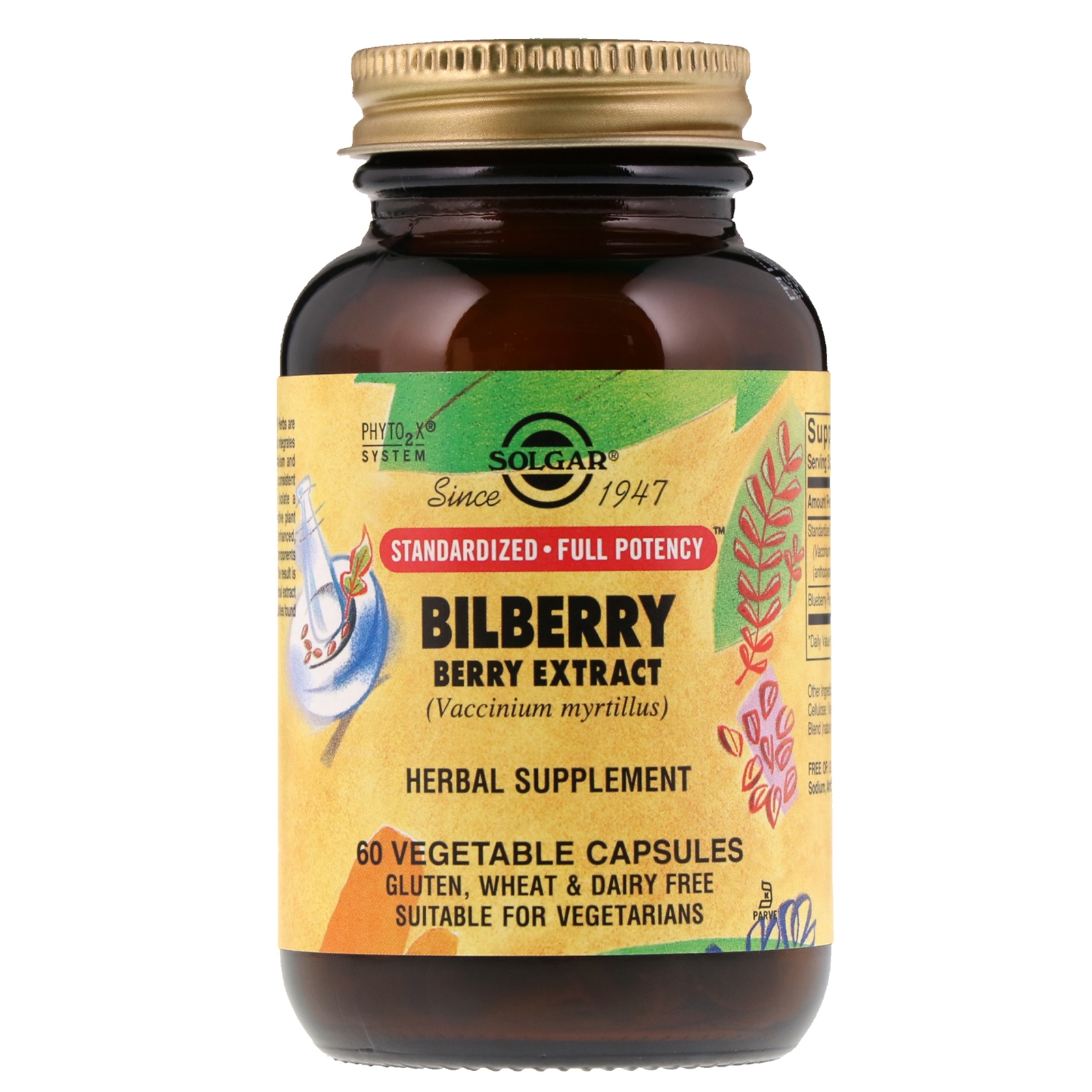 ส่งฟรีลงทะเบียนมีพร้อมส่งค่ะ Solgar Bilberry Berry Extract 60 Vegetable Capsules