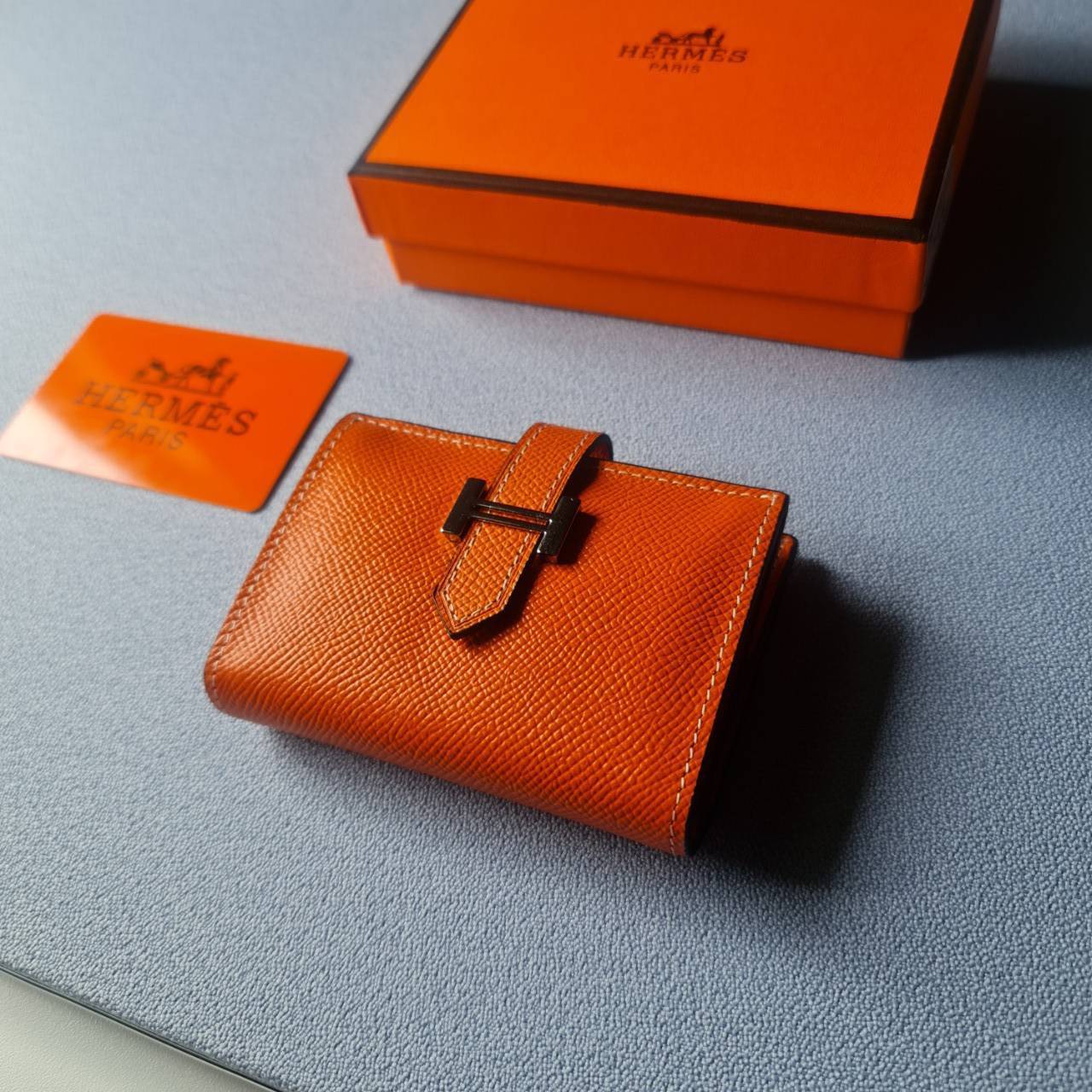 VIP หนังแท้ 】HERMES MINI BEARN WALLET UNISEX