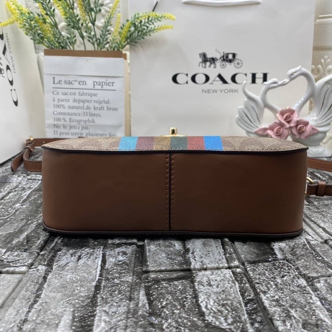 COACH MARLIE TOP HANDLE SATCHEL IN SIGNATURE CANVAS WITH STRIPE (COACH C5644)