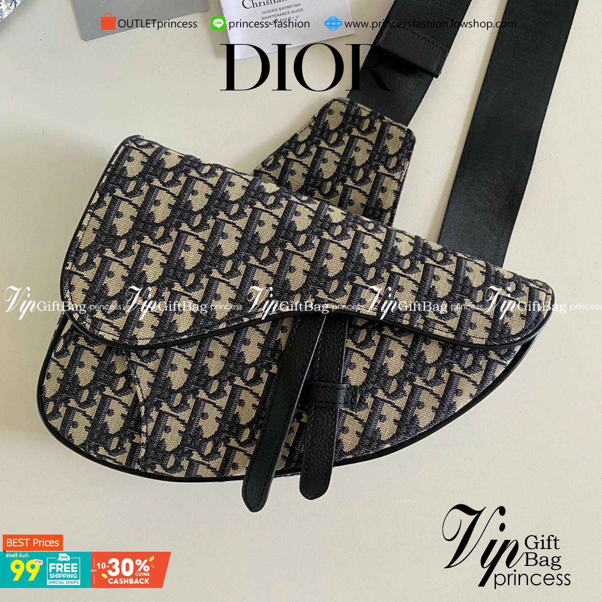 VIP 】𝐂𝐇𝐑𝐈𝐒𝐓𝐈𝐀𝐍 𝐃𝐈𝐎𝐑 SADDLE BAG Black Dior Oblique Jacquard พร้อมส่งที่ไทย 2 สีสุดคลาสสิก กระเป๋าสะพายข้าง สายปรับขนาดได้ จุของได้เยอะ ใช้ได้ทั้งหญิงชาย