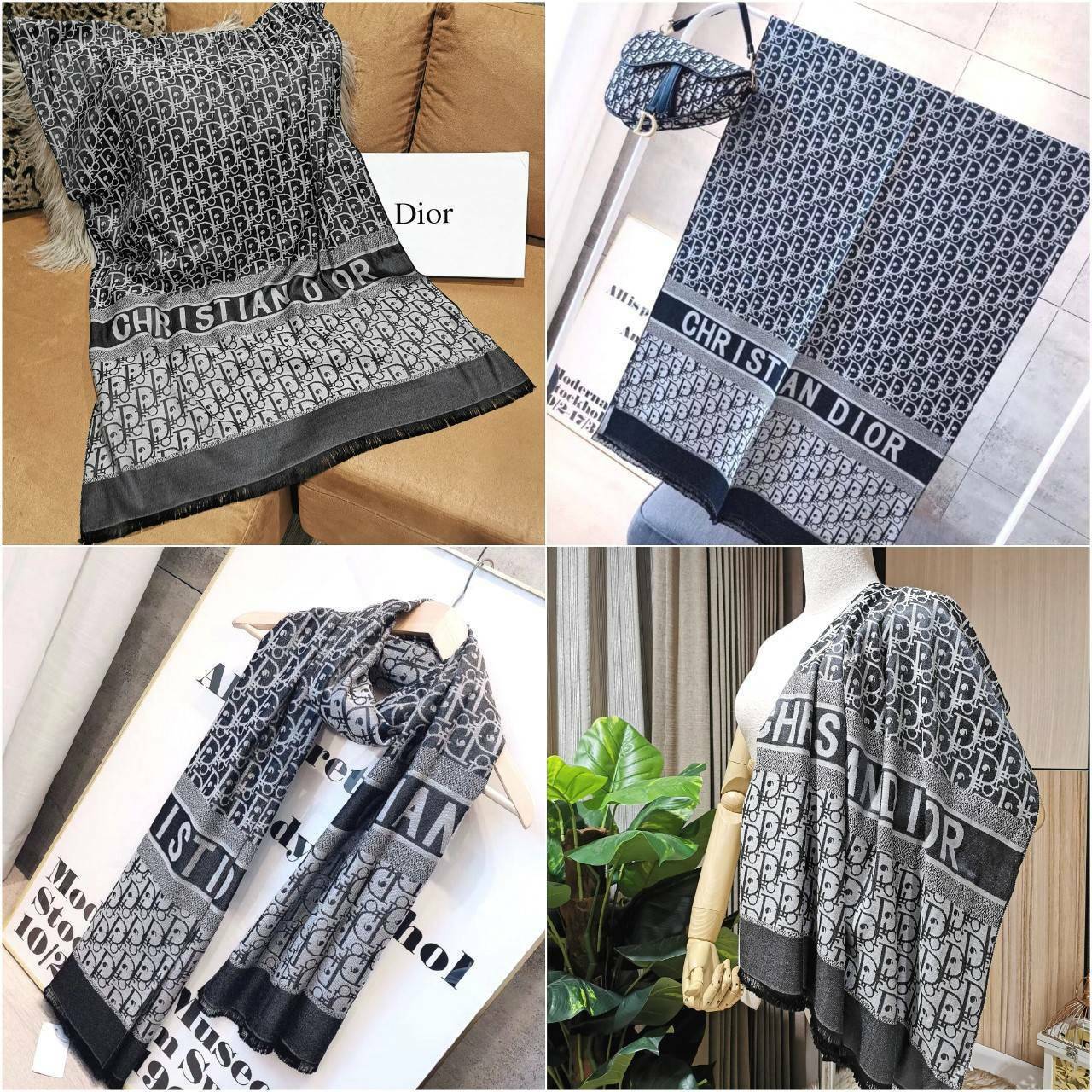 มาตามคำเรียกร้อง! พร้อมส่ง! CHRISTIAN DIOR LOGO MONOGRAM PRINTED SILK SCARF (LARGE) ผ้าพันคอผ้าคลุมไหล่ผืนใหญ่ลายโลโก้โมโนแกรมสวยหรูสุดคลาสสิค วัสดุผ้าไหมอย่างดี เนื้อนิ่ม ทิ้งตัว มีน้ำหนัก เนื้อผ้าดีมากๆๆค่ะไม่หนาจนเกินไปทำให้สามารถใช้ได้ในทุกสภาพอากาศ จ