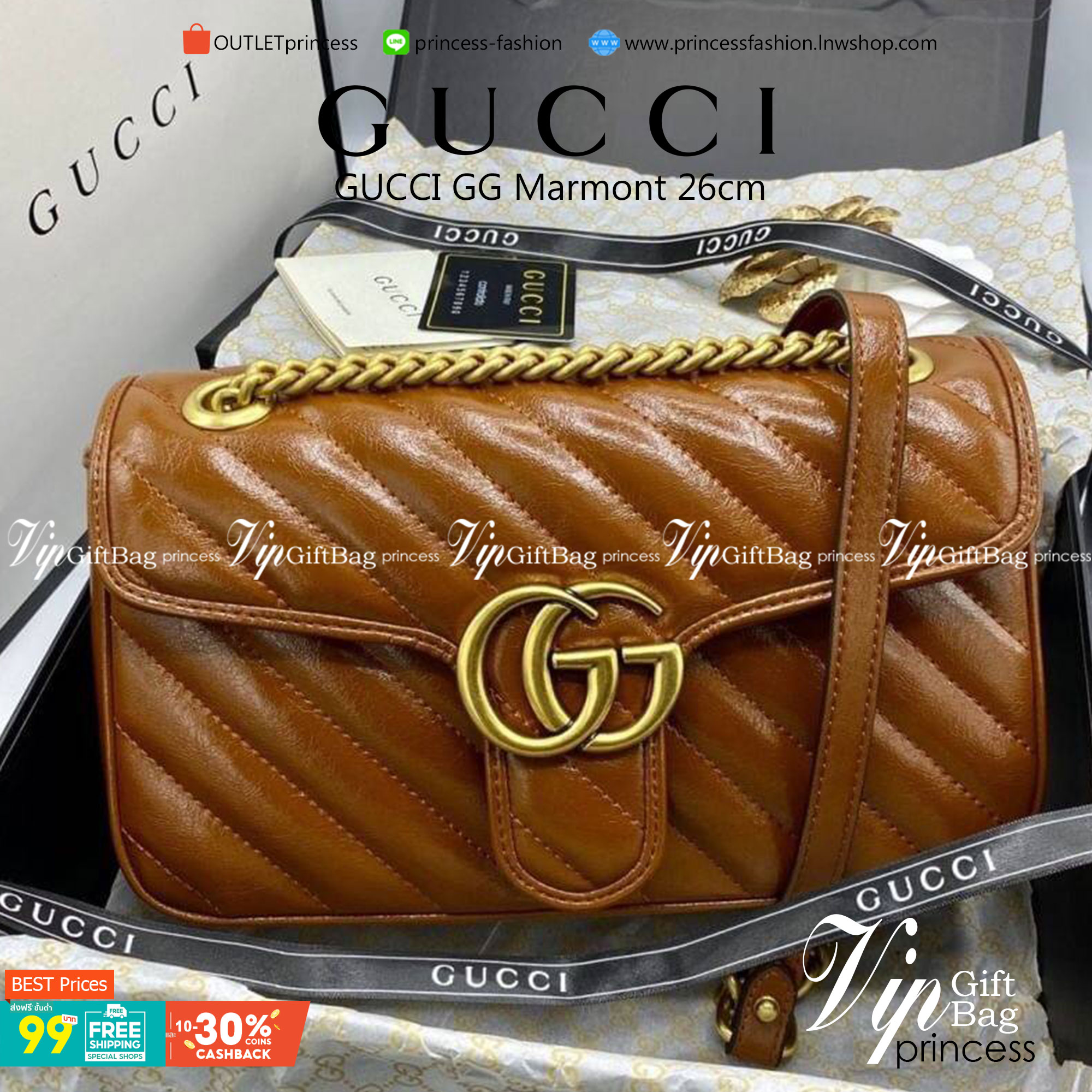 VIP 】หนังแท้ GUCCI GG Marmont brown leather shoulder bag ราคานี้หนังแท้คือคุ้มมากเลยค่าสาวๆ มี 2 ขนาด ปังไม่ไหว สีสวยมากกกก ต้องจัดแล้วน้าา ยกระดับความหรูให้กับตัวเองกันหน่อย ด้วยกระเป๋ารุ่นนี้!! ครอสบอดี้ที่ดีไซน์หรู อัพเลเวล ในราคาที่จับต้องได้ พร้อมเสิ