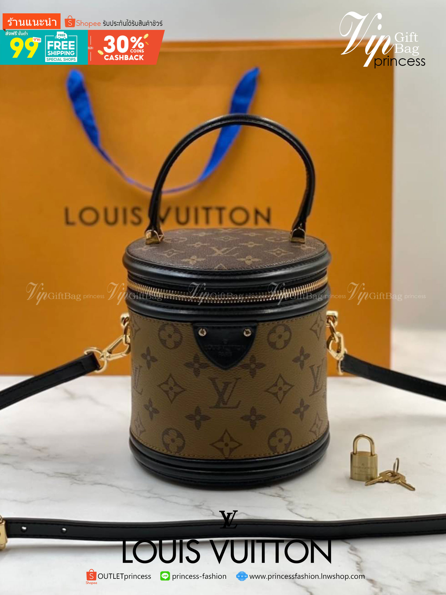Louis Vuitton Lady CANNES Bucket Bag กระเป๋าถือหรือสะพายข้าง วัสดุหนังแท้หนังแข็ง ลายแบรนด์ อะไหล่ทองหรูหรา จุของได้เยอะ ตั้งอยู่ทรง ด้านในโล่ง คุ้มสุดๆ ใบนี้ไม่ควรพลาดค่ะ ดาราเซเลปใช้กันเยอะ น่ารักกมากกแม่ค้าคอนเฟริมค่า