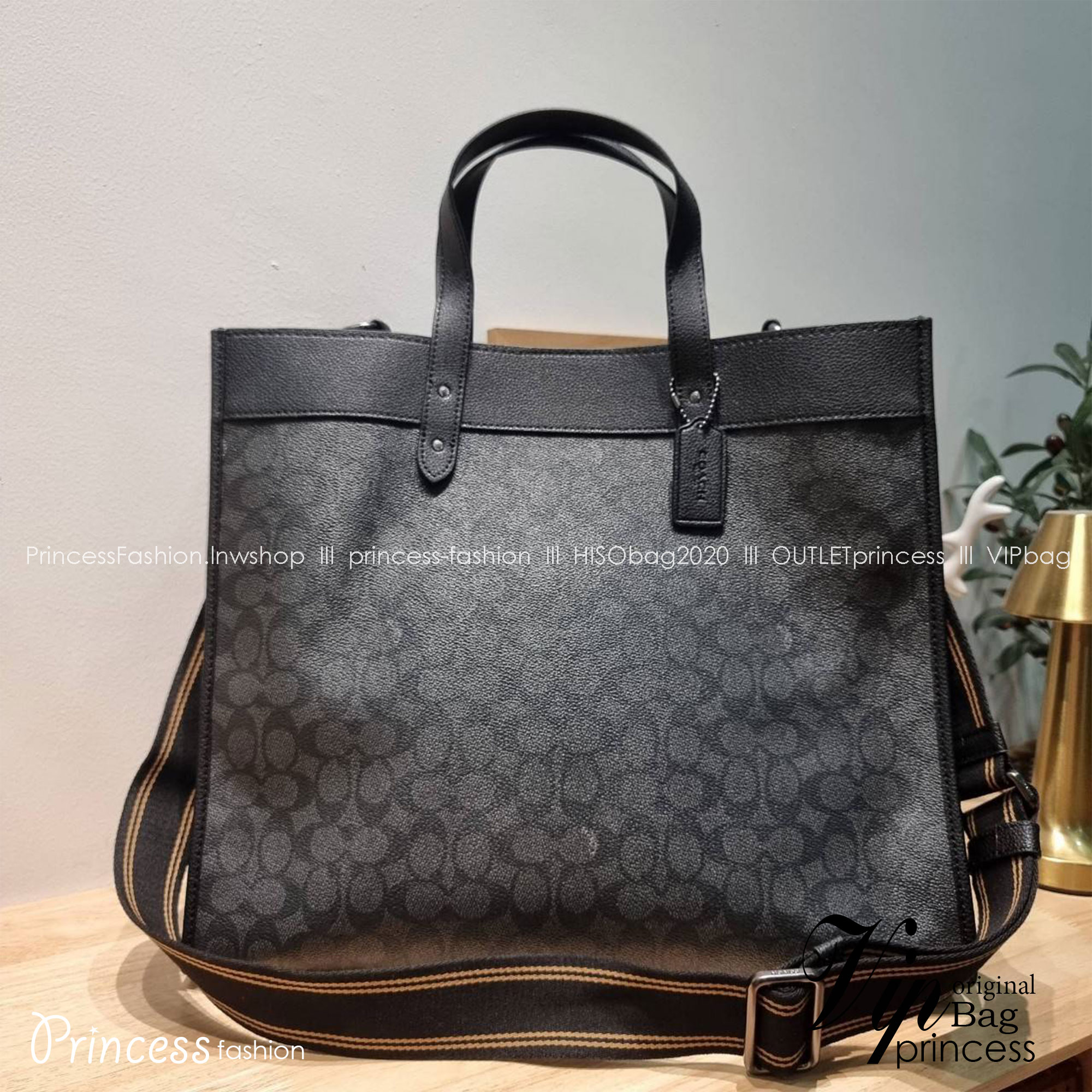 COACH FIELD TOTE IN SIGNATURE CANVAS C7674 กระเป๋าทรงโท้ท ไซส์ใหญ่ภายในโล่งกว้าง เกรดท็อปออริ เกรดดีสุด สลับแท้ 1:1