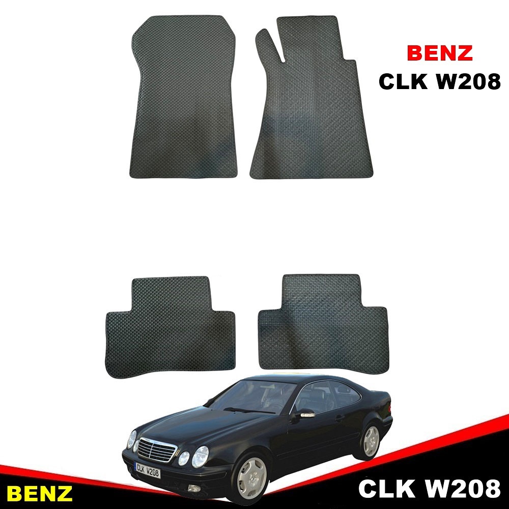 ยางปูพื้นรถยนต์ BENZ CLK W208 (1997-03) พรมกระดุม เบ๊นซ์ ซีแอลเค สีดำ เข้ารูป ในรถ 4ชิ้น