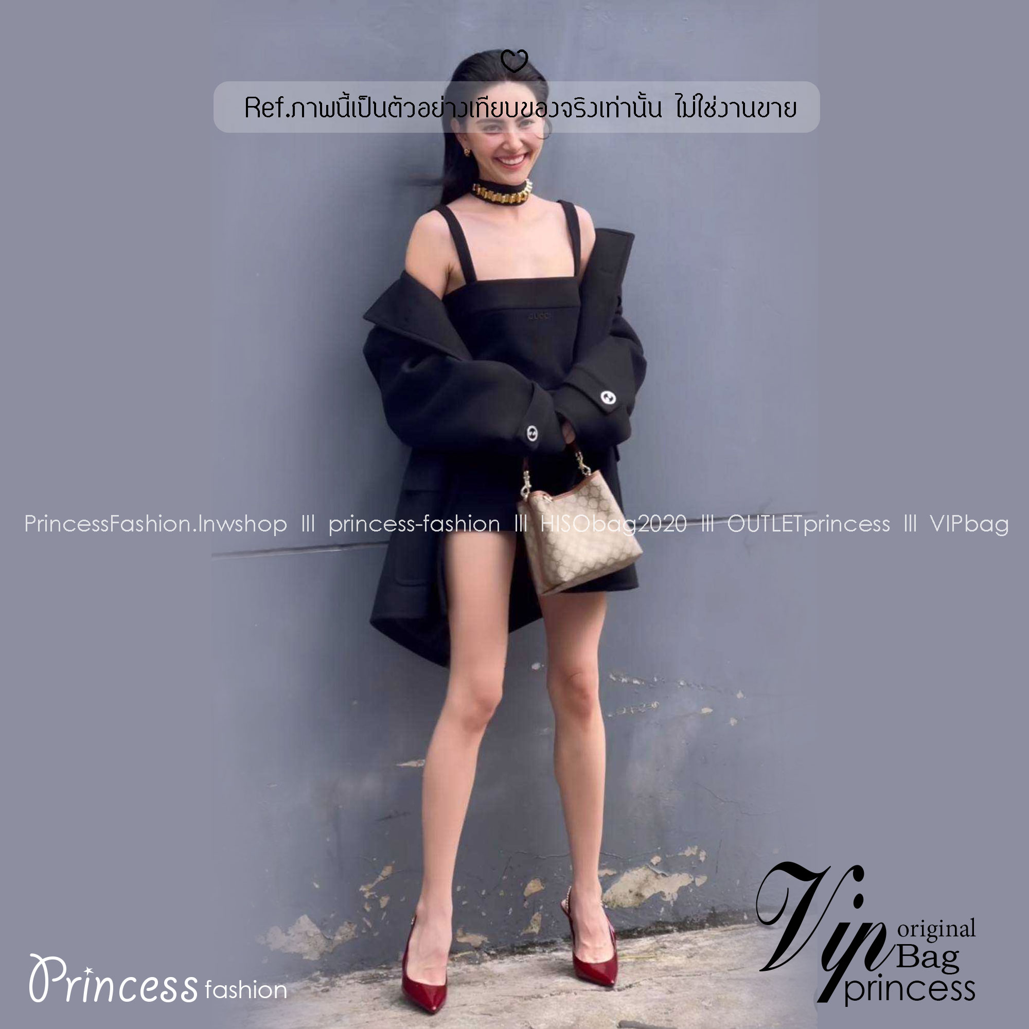 GUCCI GG Emblem mini bucket bag ดีไซน์คลาสสิคคงความเอกลักษณ์ กับรูปแบบใหม่กระเป๋าถือ/สะพายทรงบัคเก็ต ขนาดกำลังน่าใช้มากๆ