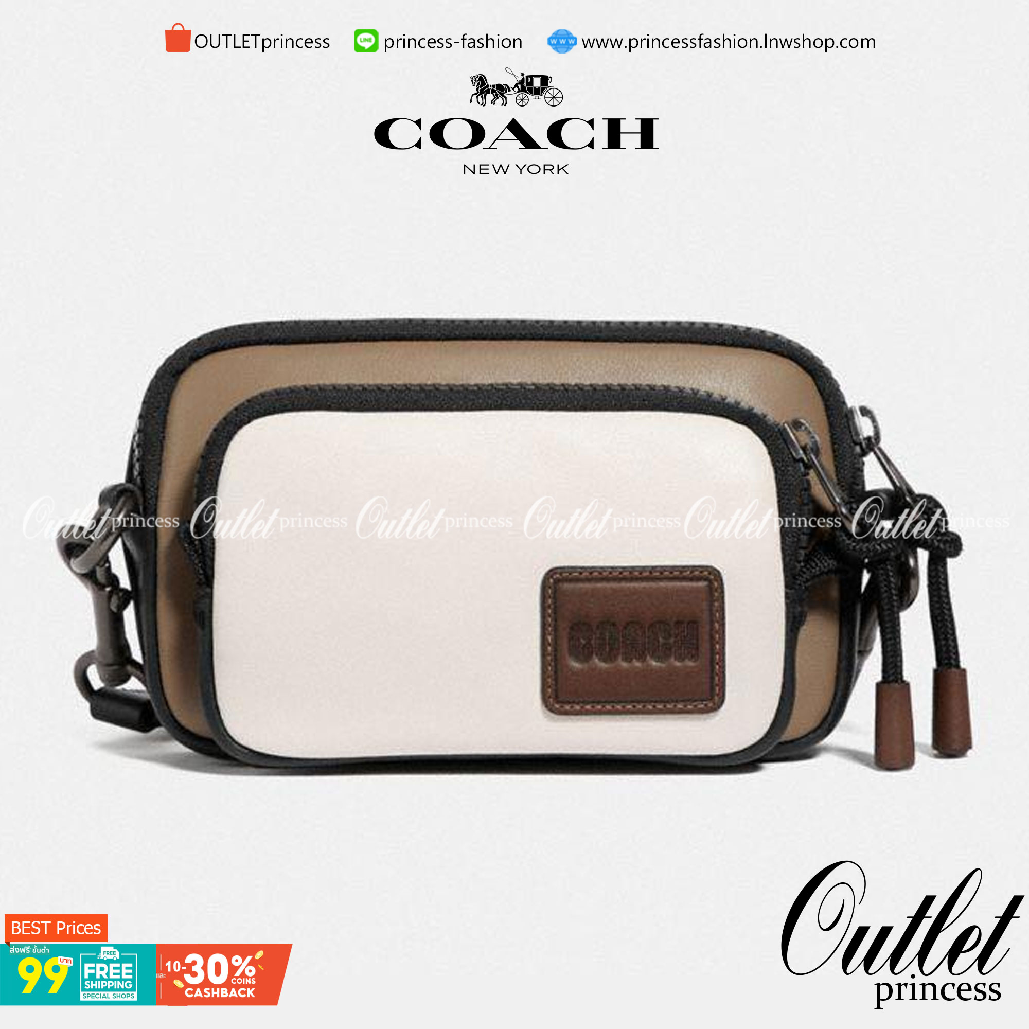 OUTLET 】Coach Pacer Convertible Double Pouch In Colorblock Signature Canvas With Coach Patch พร้อมส่งที่ไทย