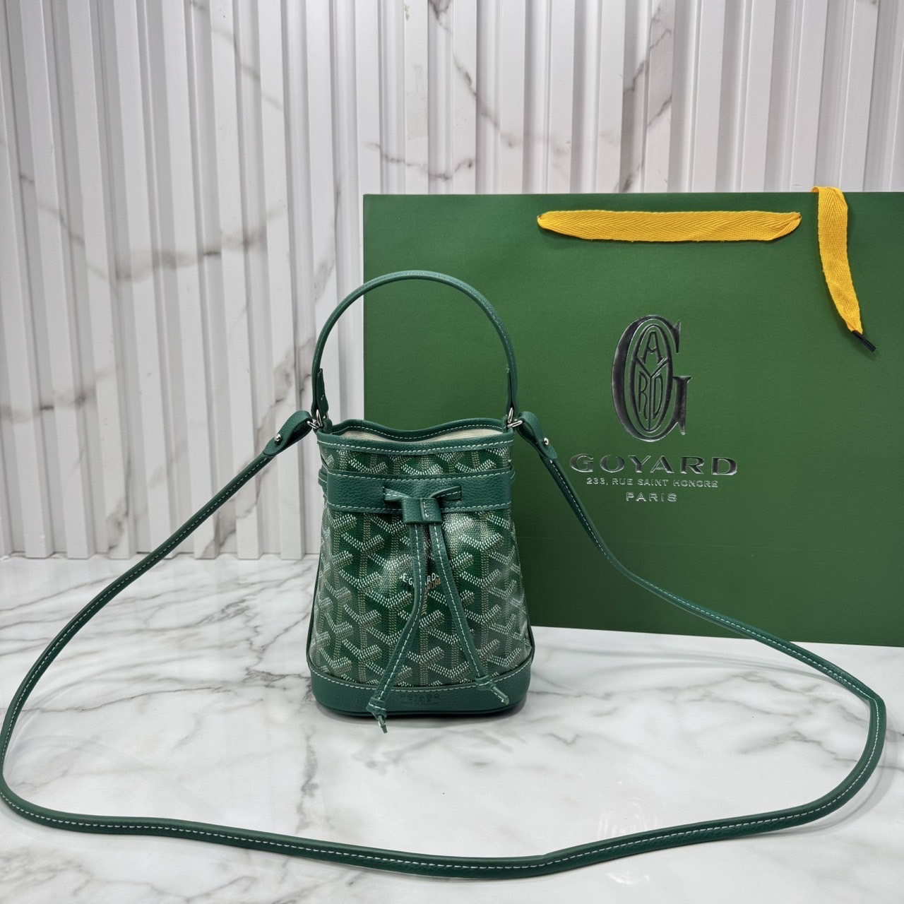RI หนังแท้ | Goyard Petit Flot Mini bucket bag กระเป๋าสะพายทรงบัคเก็ต ไซส์มินิ ดูผู้ดีในตัว วัสดุหนังแคนวาสพิมพ์ลายสวยคม