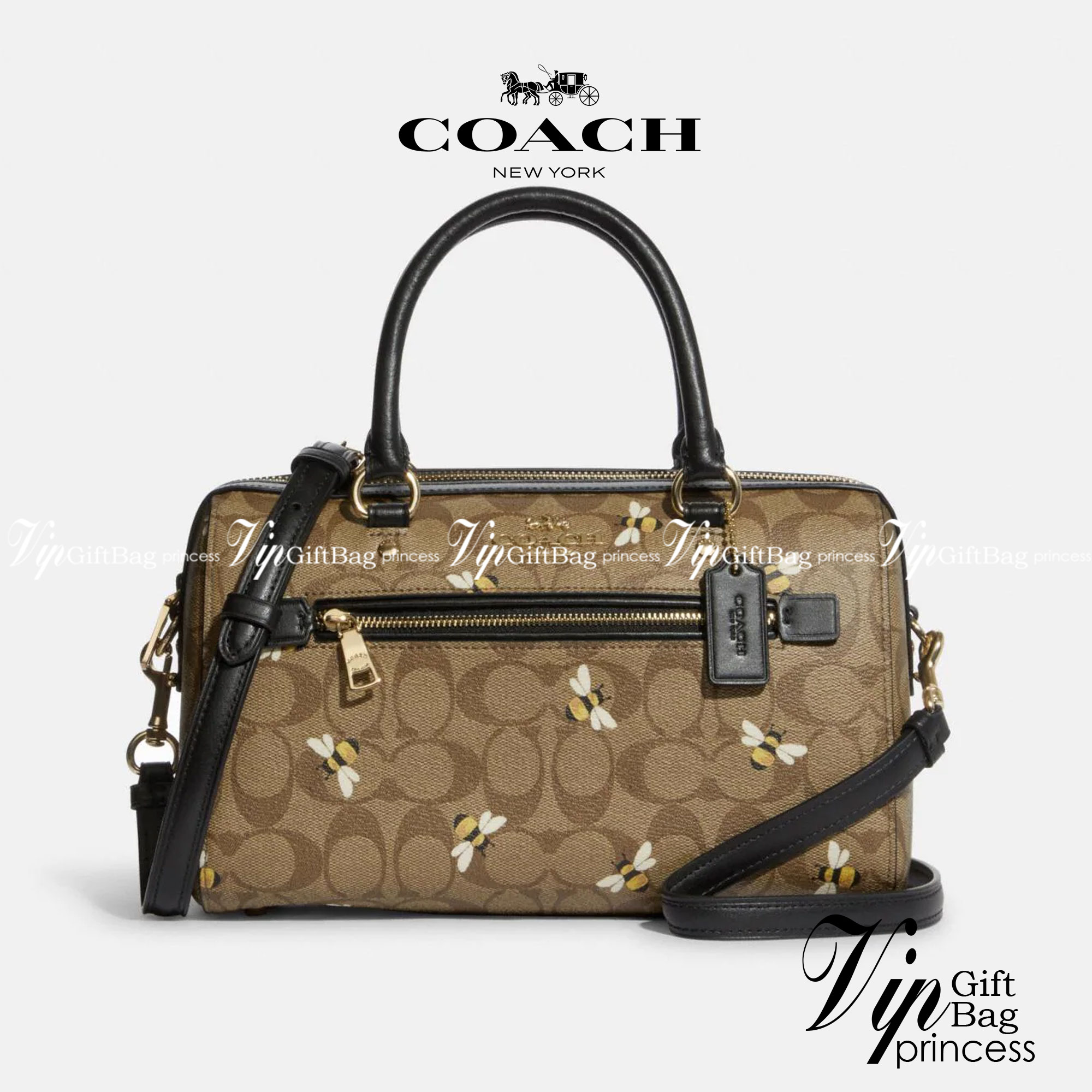 COACH ROWAN SATCHEL IN SIGNATURE CANVAS WITH BEE PRINT (C8591) พร้อมส่งที่ไทย