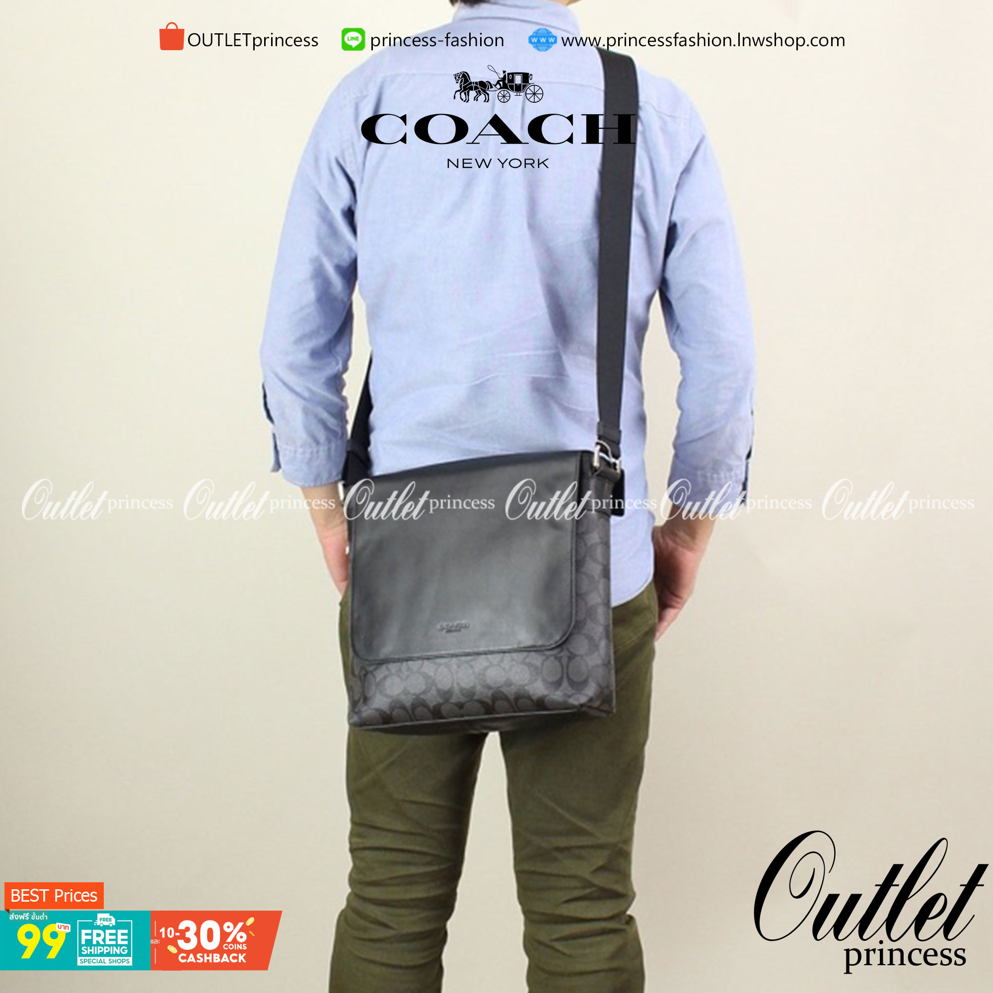 COACH CHARLES SMALL MESSENGER IN SIGNATURE (F54771)🌲ทั้งหล่อ ทั้งเท่มากๆขนาดนี้ ไม่ควรพลาด !! //สะพายข้างใบใหญ่ Unisex ใช้ได้ทั้งชายและหญิง // วัสดุแคนวาส ผสมหนังแท้อย่างดี อยู่ทรงสวย คุณภาพสุดๆ ฝาเปิดกระเป๋า ล็อคด้วยตัวล็อคแม่เหล็ก แน่นหนามากๆ ช่