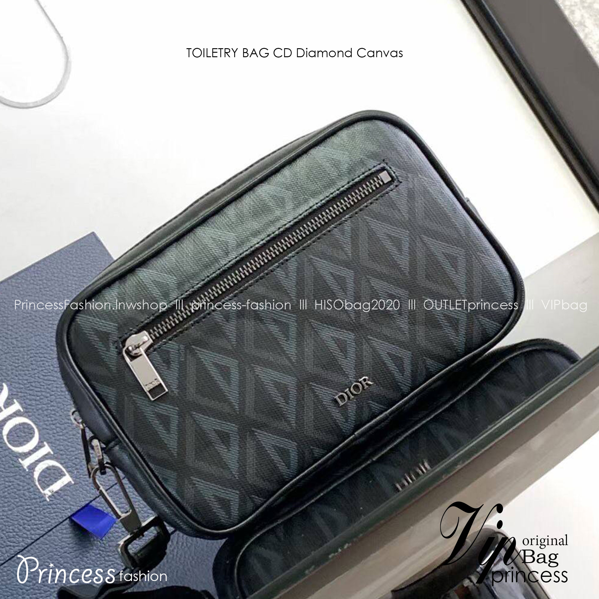 DIOR TOILETRY BAG Oblique Jacquard / Dior Toiletry Handbag พร้อมส่ง กระเป๋าถือมีสายคล้องมือ สวยหรูหราเป็นเอกลักษณ์แบรนด์ **สินค้าเกรดท็อปออริจินอล 1:1 สลับแท้ เกรดดีสุด ใช้งานต่างประเทศได้