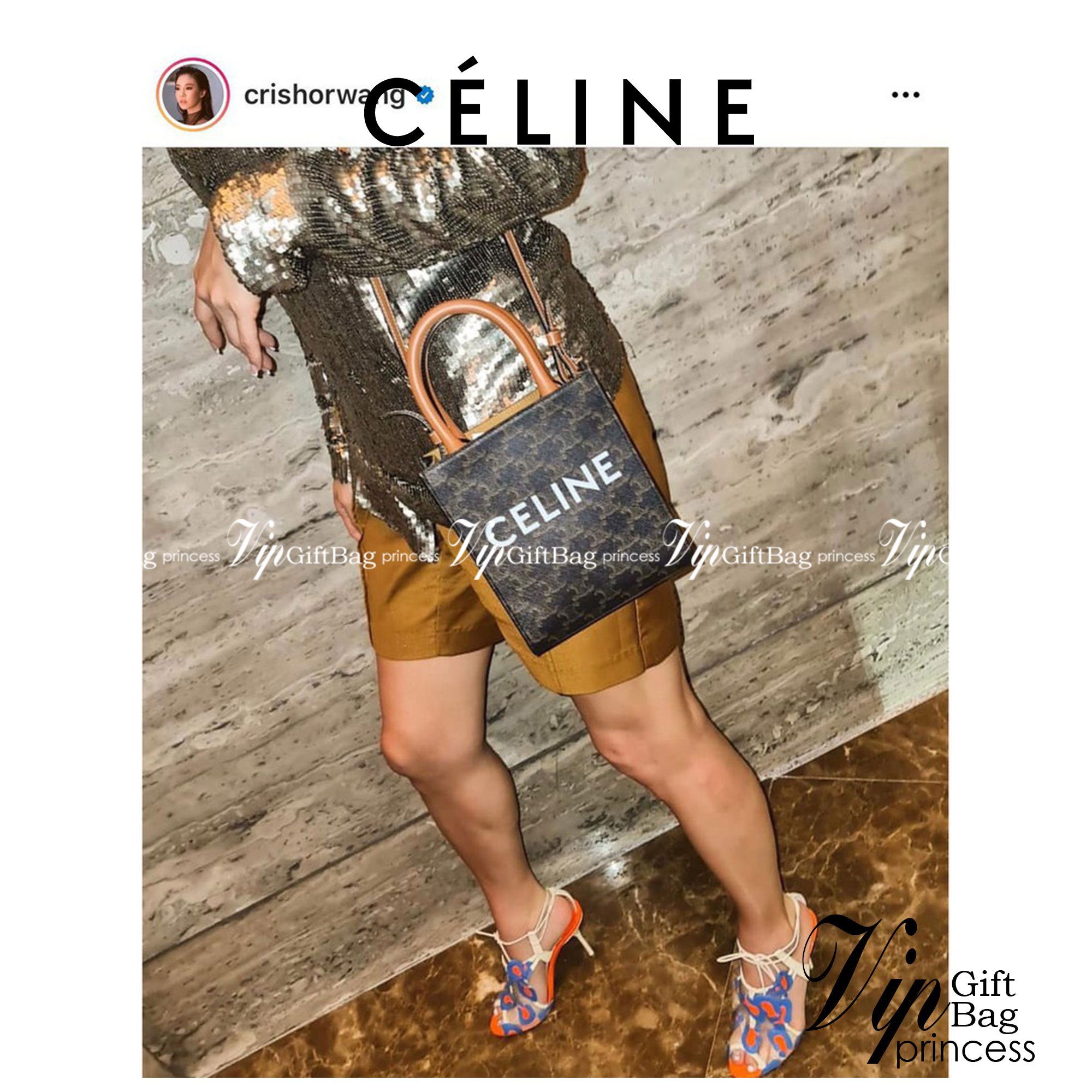 หนังแท้ CELINE MINI VERTICAL CABAS IN TRIOMPHE CANVAS AND CALFSKIN WITH CELINE PRINT / CELINE TOTE พร้อมส่งที่ไทย กระเป๋าโท้ททรงตั้ง CABAS TRIOMPHE ขนาดมินิ 17cm งานหนังแท้ CALFSKIN ทั้งใบ พร้อมหูหิ้วสองข้างและสายสะพายหนังแบบถอดได้ ภาพสินค้าถ่ายจากงานขายจ