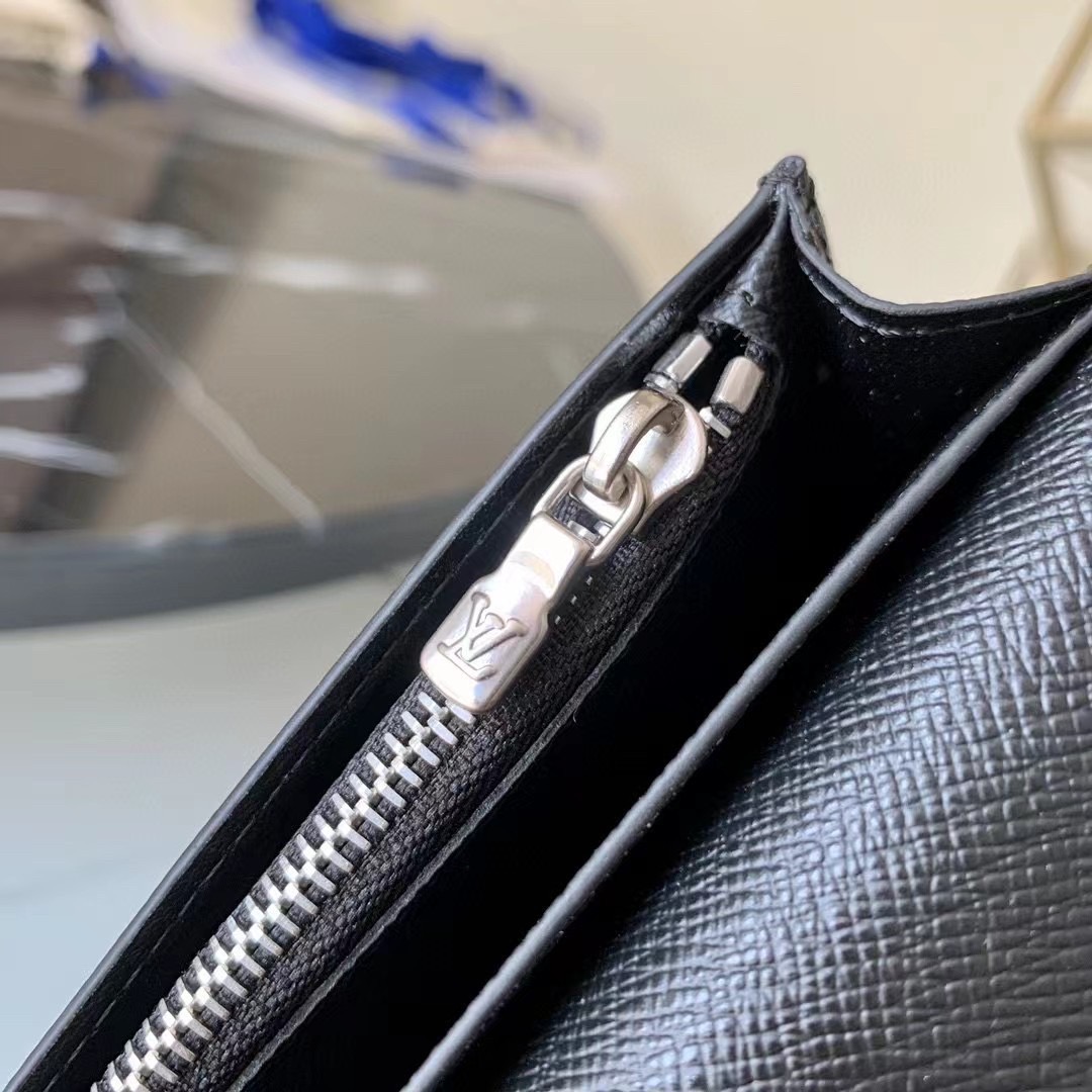 LV Brazza wallet Damier Graphite Canvas Black กระเป๋าสตางค์ใบยาว หนังแท้ เกรดท็อปออริ เกรดดีสุด 1:1 ใช้งานต่างประเทศได้