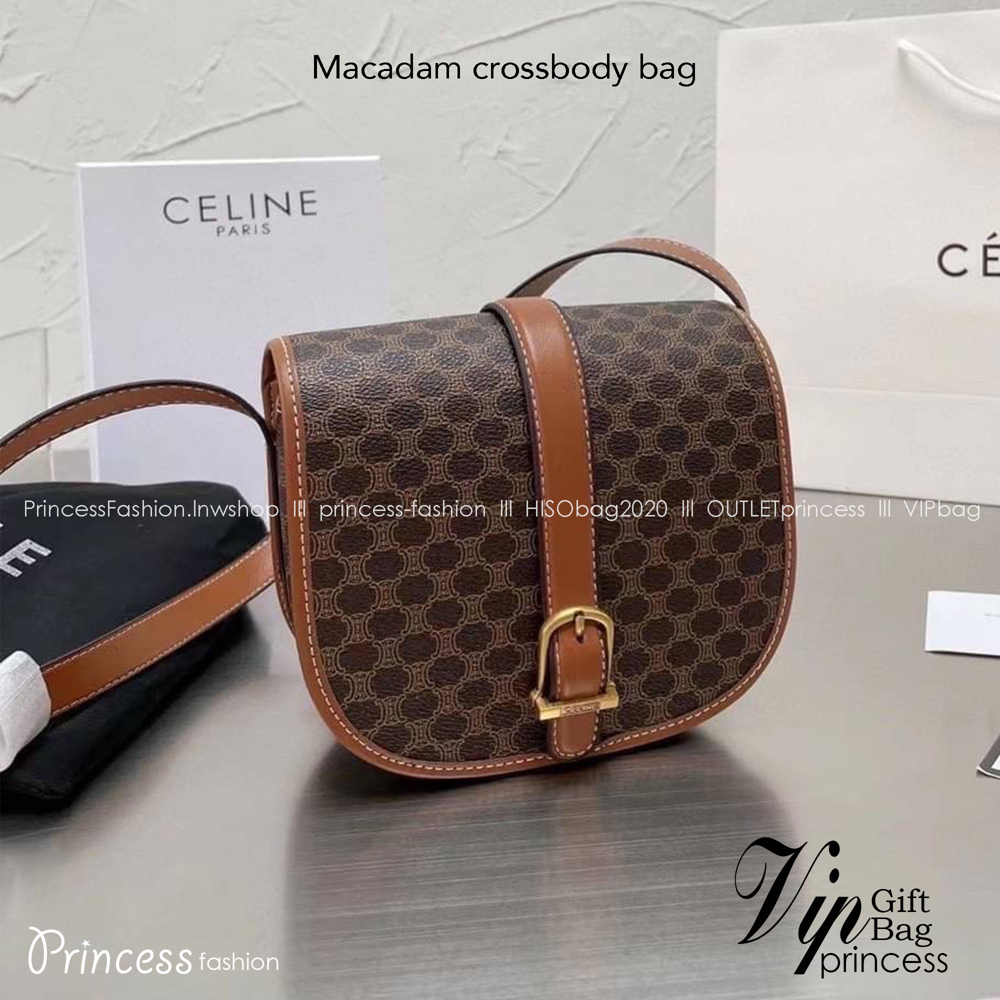 CELINE VINTAGE / CELINE Macadam crossbody bag / CELINE FOLCO BAG IN TRIOMPHE CANVAS กระเป๋าสะพายสไตล์วินเทจ หากใครที่กำลังมองหากระเป๋าสะพายข้าง ขนาดกะทัดรัด และเรียบหรู ต้องใบนี้เลยค่ะ