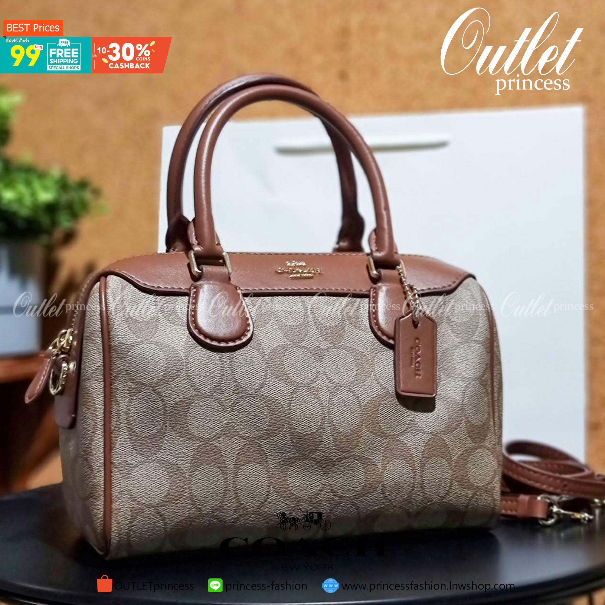 OUTLET ของแท้ 💯% 】COACH F32203 MINI BENNETT SATCHEL IN SIGNATURE CANVAS กลับมาอีกครั้ง!! กับกระเป๋าทรงหมอนยอดฮิต 🥳 มีกี่สีก็ขายหมด วัสดุหนังแคนวาสเคลือบลาย ทรงสวยใช้งานได้ทุกโอกาส