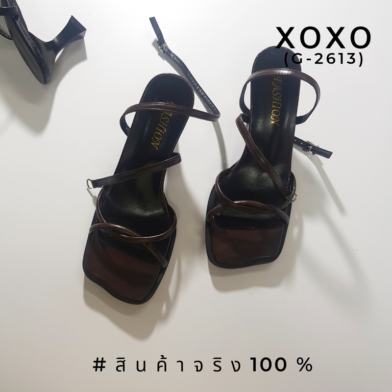 งานคัชชู ทรงเปิด พื้นเก๋ ขยักโค้งด้านหน้า วัสดุหนัง PU น้ำหนักเบา ไค้วด้านหน้าสลับ มีสายยาว พันทบข้อเท้า แมทส์ชุดง่าย ใส่กับชุดได้หลากหลาย