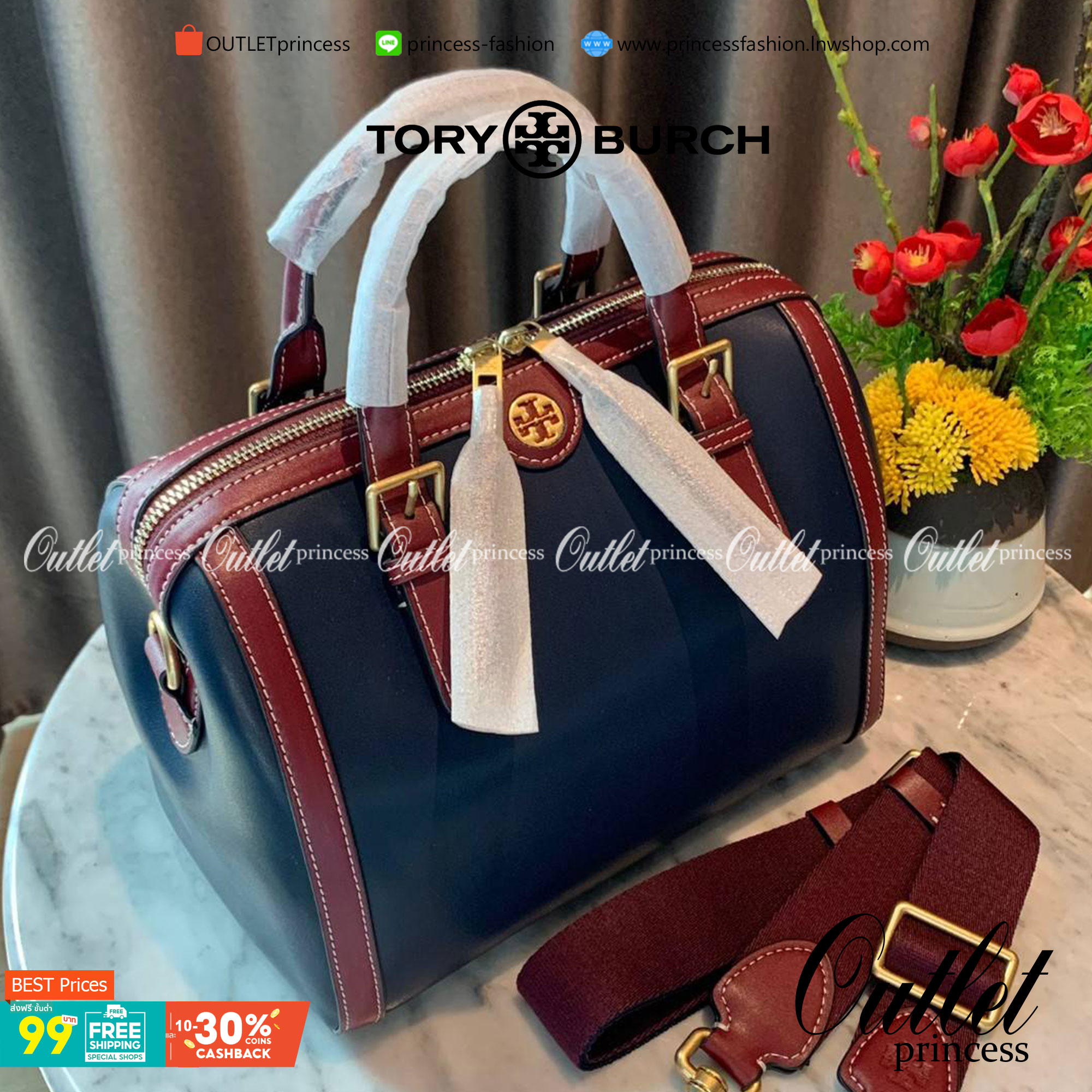 TORY BURCH T Monogram Color-block Barrel Duffle พร้อมส่งที่ไทย สวยก่อนใคร มี2ขนาด ไม่มีคือพลาดจร้าา😘 ✔️กระเป๋าทรงหมอน วัสดุหนังแท้ชั้นดีที่สุด หนังเรียบนิ่มสวย ✔️เปิดปิดกระเป๋าด้วยซิปคู่แบบมีหนังห้อย ภายในกว้างมากสำหรับไซด์นี้ หายห่ว