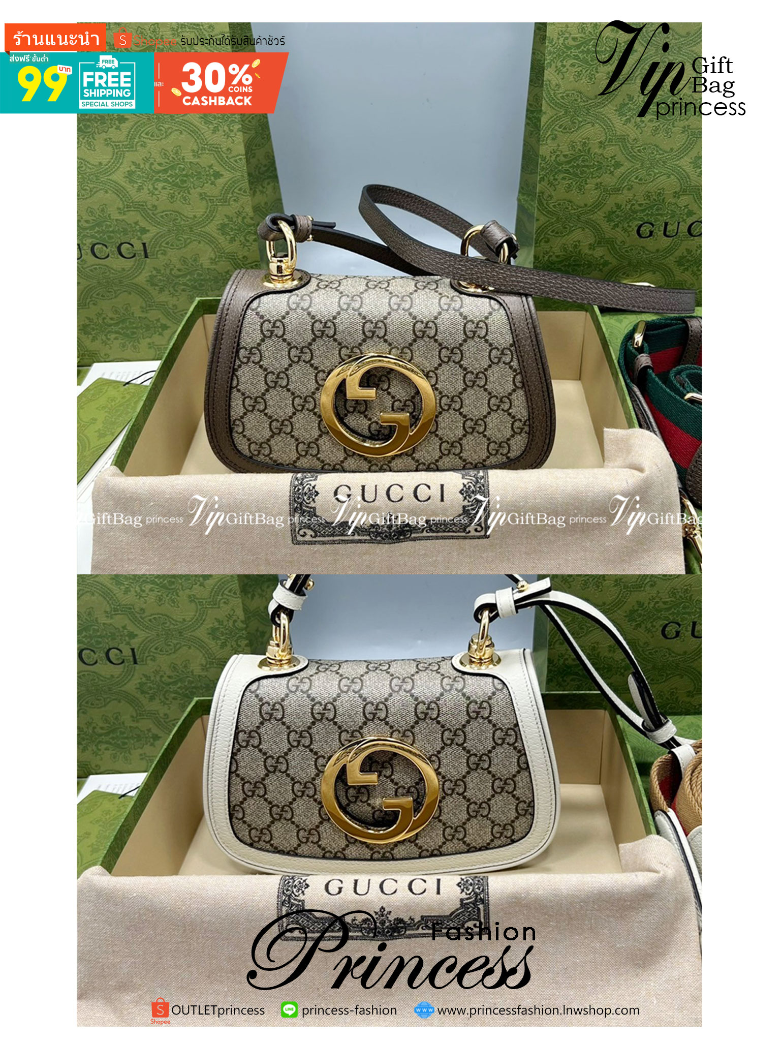GUCCI Blondie mini shoulder bag เกรดเทพออริจินล หนังแท้และแคนวาสอย่างดี ภาพถ่ายจากงานขายจริง ใช้งานต่างประเทศได้ ผ่านทุก ตม