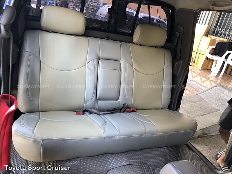 ชุดหุ้มเบาะรถยนต์ Toyota Sport Cruiser หนังPVC เกรดA หนา1มิล สีเทาครีม