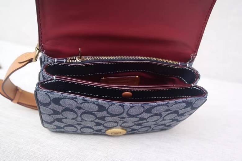 Coach Riley Top Handle 22 In Signature Signature chambray and glovetanned leather