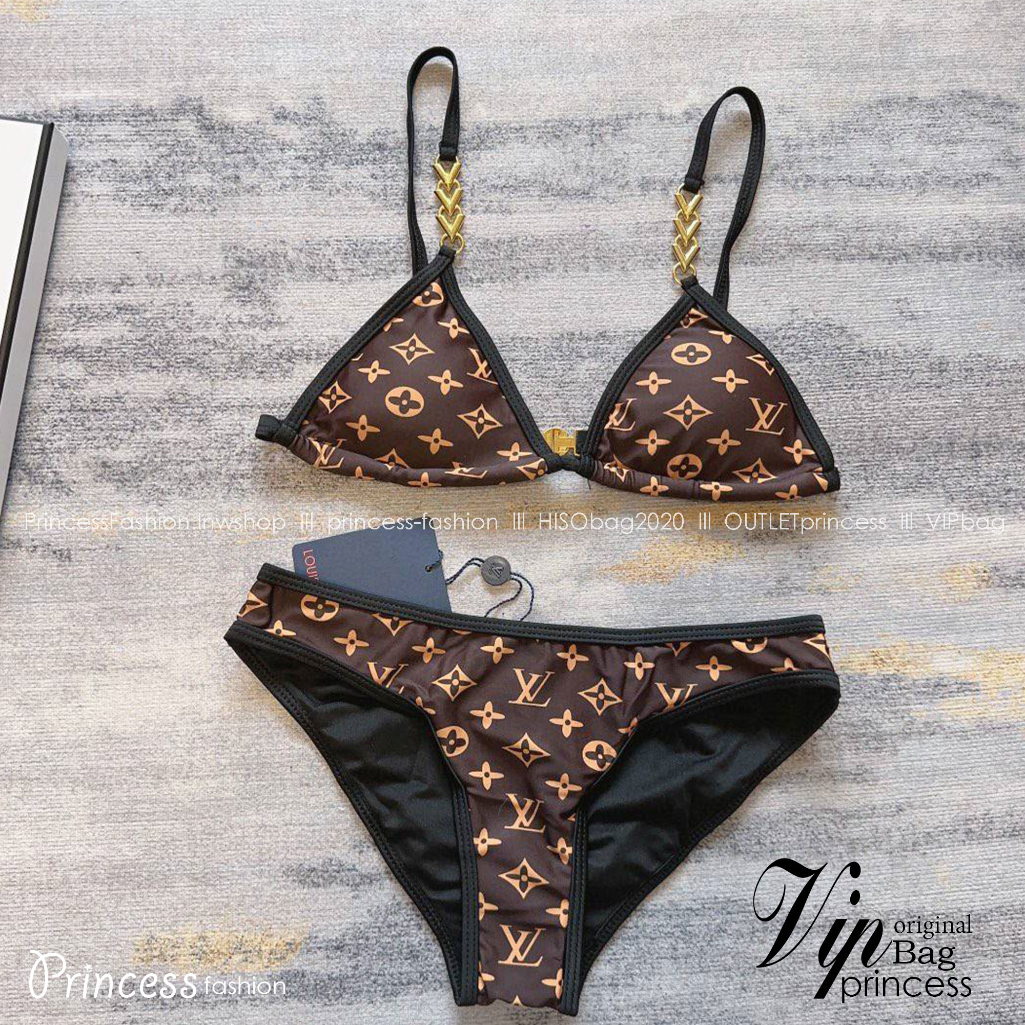 LV bikini con motivo Monogram / LV Graphic Monogram Bikini บิกีนี่ลาแบรนด์ ชุดว่ายน้ำญาญ่า เกรดออริ 1:1 ใช้งานต่างประเทศได้