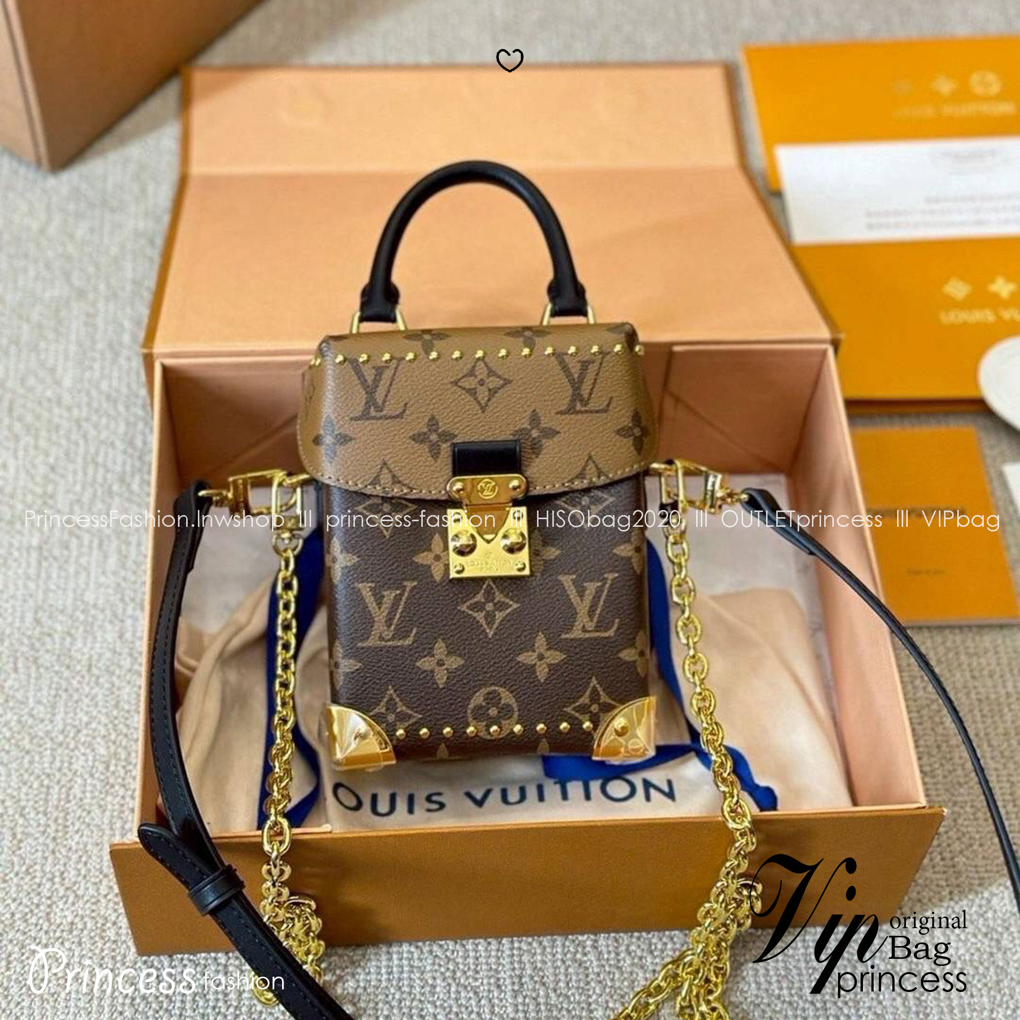 LV Camera Box bag กระเป๋าถือ/สะพายทรงกล่อง ไอเท็มหรูหราวินเทจสวยหรูทุกมุมมอง ตกแต่งเพิ่มดีเทลด้วยหมุด วัสดุหนังแคนวาสคุณภาพ มีหูจับในตัว พร้อมตอบรับได้ทุกลุค ทุกสไตล์