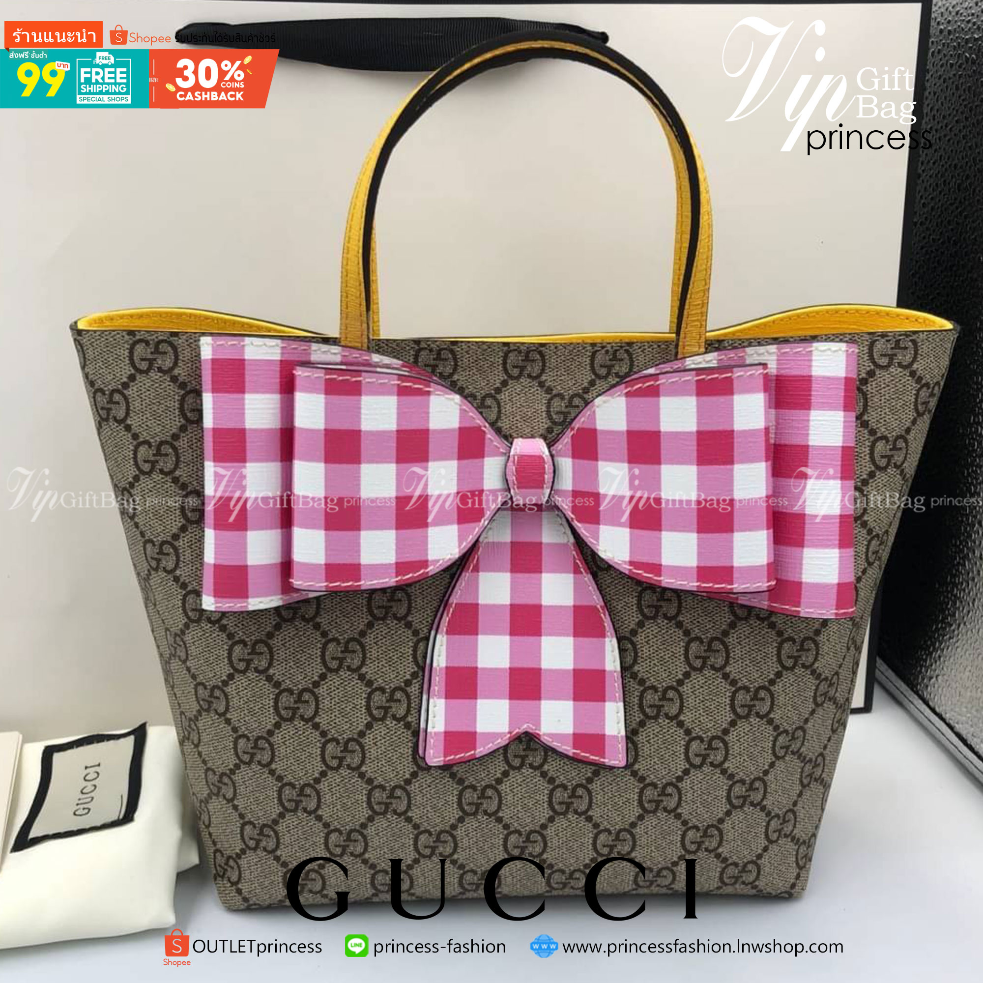 VIP 】Animal-Friendly Gucci Kid GG Supreme Tote Bag งานหนังแท้ทรงตั้งสวย ขนาดกะทัดรัด จุของได้เยอะ ใช้ได้ทั้งเด็กและผู้ใหญ่ น่ารักมากค่ะ
