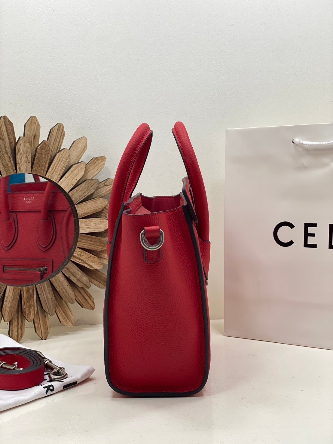 ORI หนังแท้ | Celine Luggage Tote Nano Bag20cm กระเป๋าสะพายทรงโท้ท ดีไซน์เป็นเอกลักษณ์ เรียบหรูดูแพง