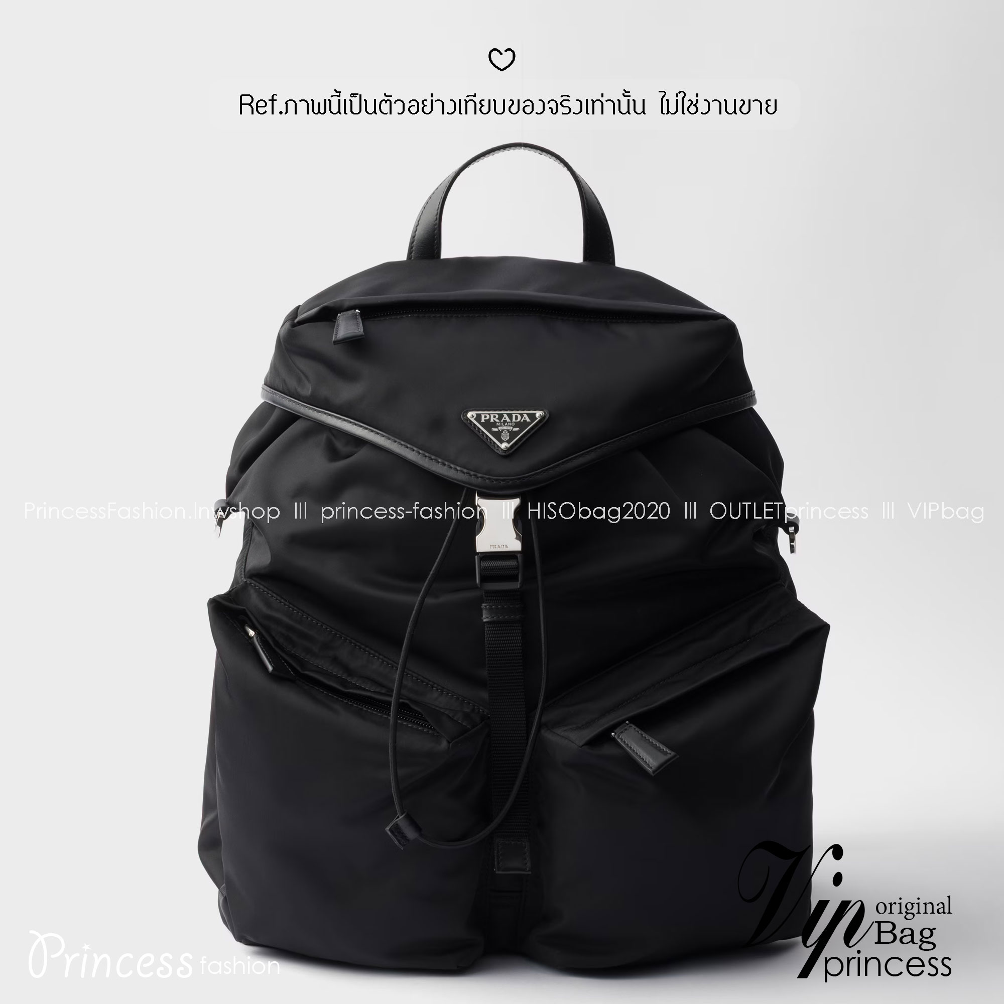 ORI หนังแท้ | Prada Re-Nylon and leather backpack กระเป๋าสะพายหลัง เป้ผ้าไนลอนรูปทรงเรขาคณิตเรียบหรู สถาปัตยกรรมและเส้นสาย ผสมผสานรูปทรงและวัสดุที่ตัดกันอย่างลงตัว