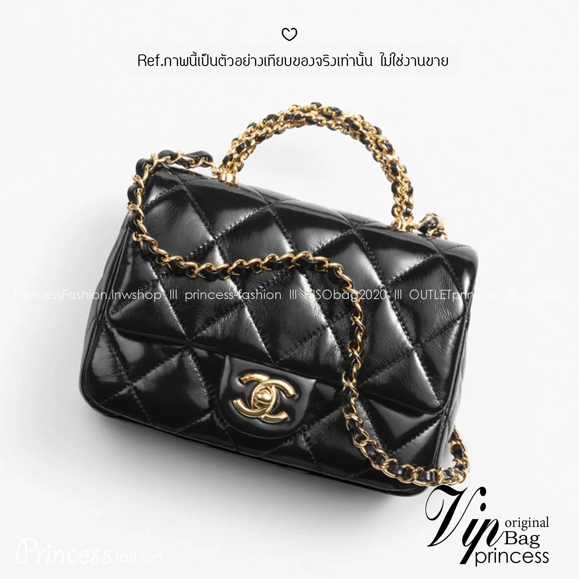 ORI หนังแท้ | Chanel Mini Flap Bag With Top Handle กระเป๋าสะพาย กระเป๋าถือพร้อมหูจับหรูหราร้อยโซ่สีทอง สายสะพายโซ่ ขนาดกะทัดรัดใช้งานง่าย