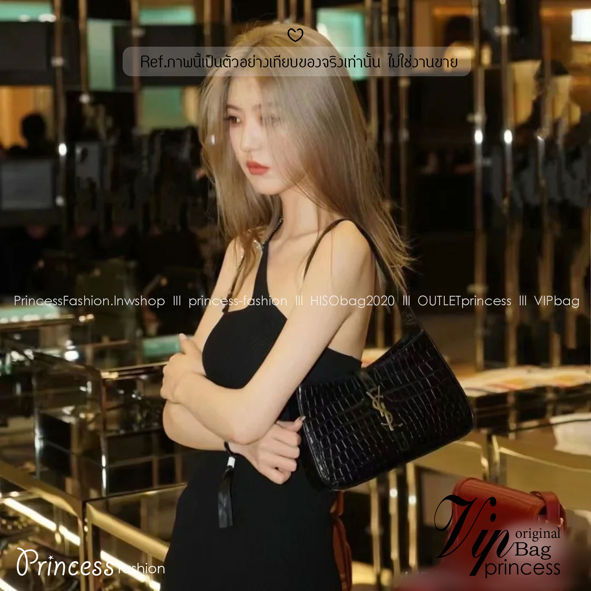 YSL le 5 à 7 in crocodile-embossed shiny leather / YSL croc hobo bag กระเป๋าสะพายไหล่ดีเทลหรู ฮอตไม่หยุด ฉ่ำสุดกับกระเป๋าสะพายไหล่ตัวแม่ คลาสสิค ดีเทลหรู สวยครบทุกมุมตอบโจทย์ทุกไลฟ์สไตล์ ใช้งานได้ง่ายและสะดวก *วัสดุหนังลายจระเข้ น้ำหนักเบา