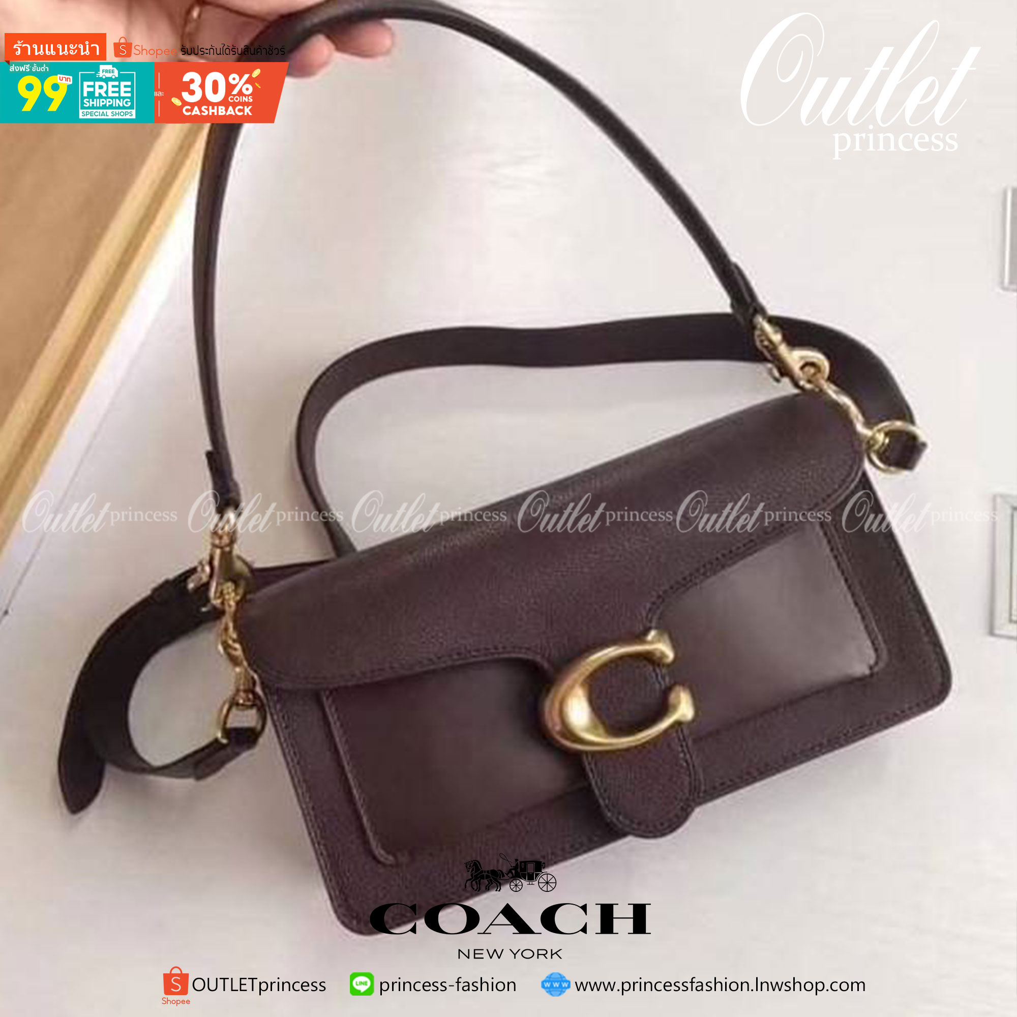 ของแท้ 💯% Coach Tabby Shoulder Bag 26 Polished pebble leather, suede and refined calf leather Inside zip RED1