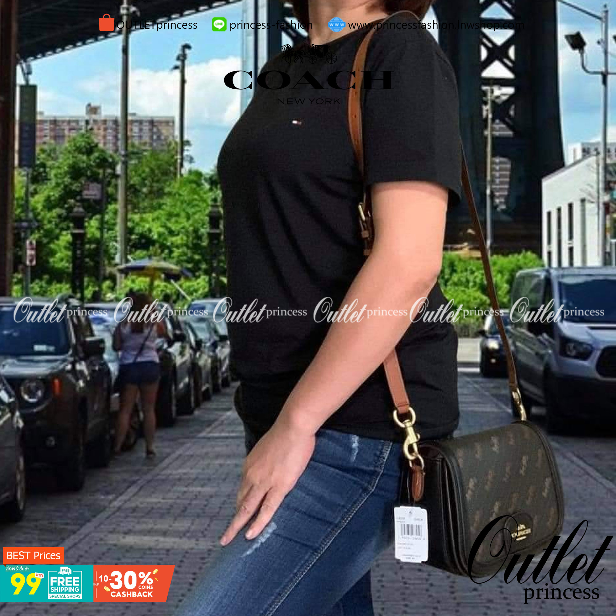 OUTLET 】COACH SADDLE BAG WITH HORSE AND CARRIAGE DOT PRINT (COACH C4059) กระเป๋าสะพายข้าง ลายม้าและรถลาก item ใหม่ที่สาวๆต้องมีนาทีนี้ห้ามพลาด รูปทรงโค้งมน วัสดุ พีวีซี ผ้าใบเคลือบพิมพ์ลายเป็นหนังเรียบ ทนทานและกันคราบสกปรกทั้งสี่ด้านเป็นหนังคุ้มสุดๆ ภายใน