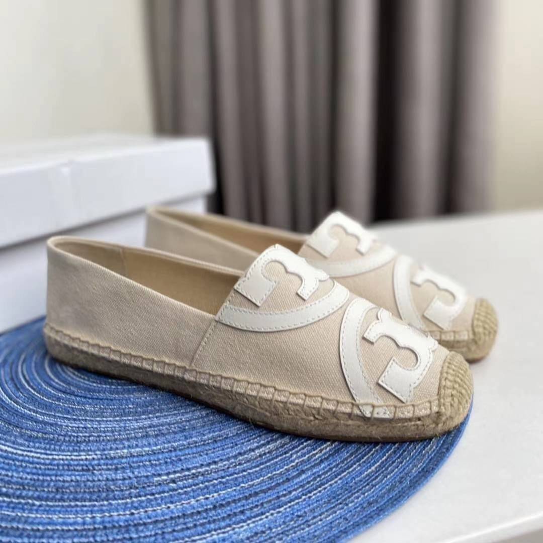 Tory Burch Espadrilles / Tory burch Poppy Espadrille Canvas / TORY BURCH SHOES เกรดออริจินอล พร้อมส่ง ภาพถ่ายจากสินค้าจริง ใช้งานต่างประเทศได้