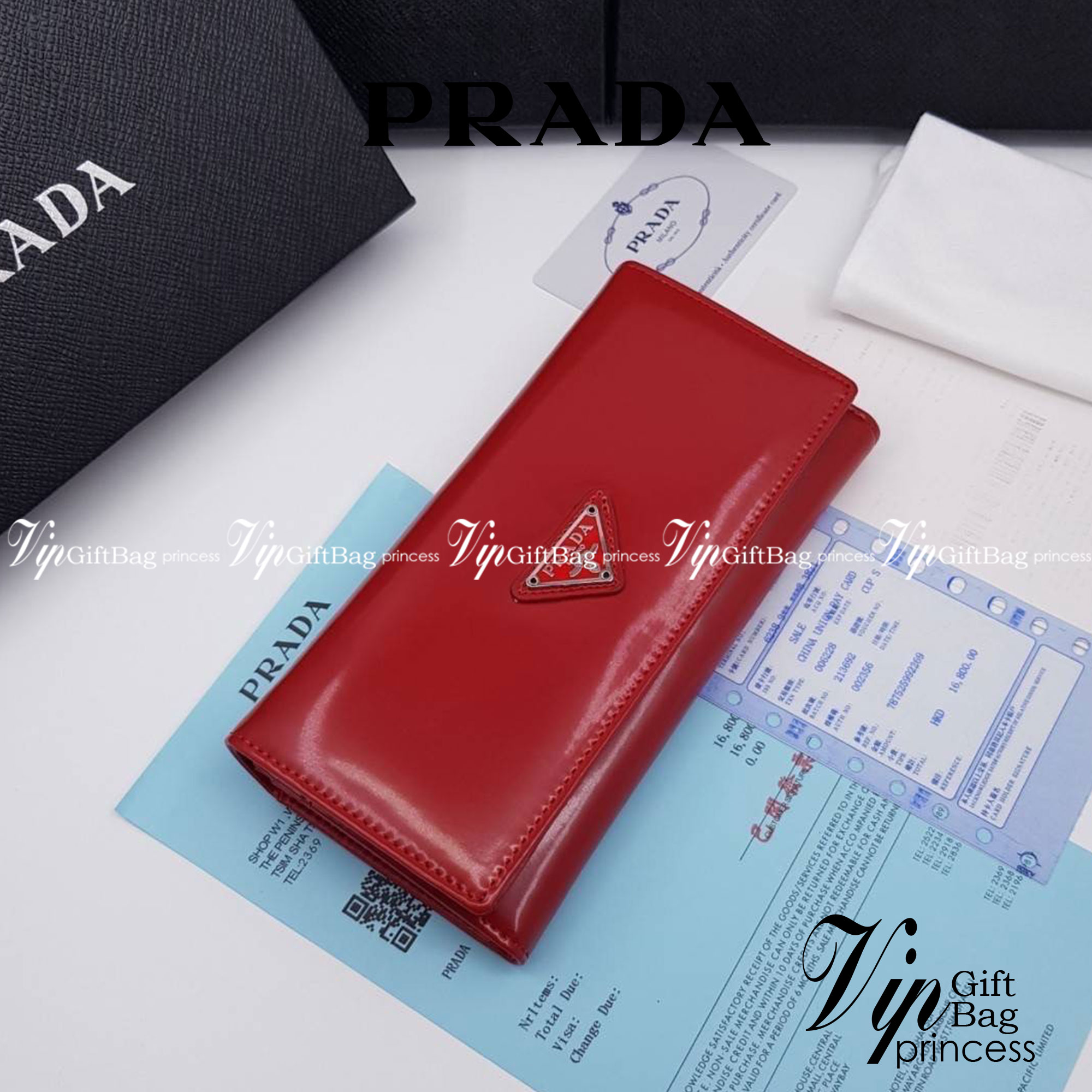หนังแท้ Prada Long Wallet / Prada Wallet กระเป๋าสตางค์ใบยาว ใช้งานง่าย สวยหรู งานหนังแท้ทั้งใบ ภาพสินค้าถ่ายจากงานขายจริง ใช้งานต่างประเทศได้