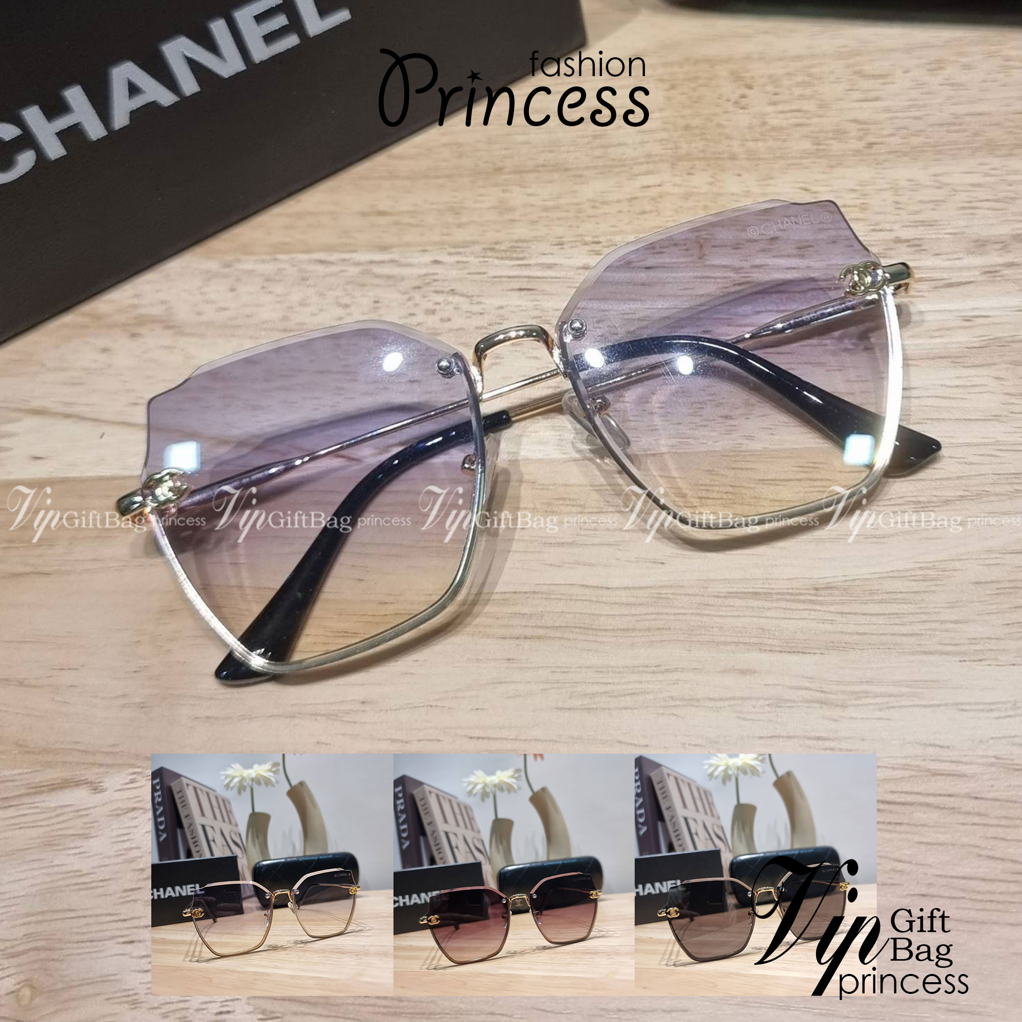Chanel Sunglasses UV protection gift Box set สุดคุ้ม มาพร้อมอุปกรณ์ครบเซ็ท ดีไซน์ชิคมากแม่!! รับรองไม่ซ้ำใคร ใส่เสริมโหงวเฮ้ง ดูผู้ดี มีพกติดตัวไว้ไม่ตกเทรนด์ ใช้ได้ทุกโอกาส