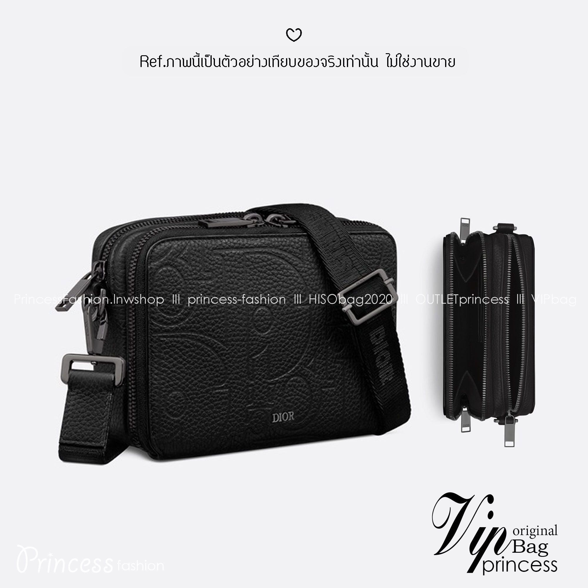 DIOR Zipped Pouch with Strap Black Dior Gravity Leather / Dior Trunk Messenger Bag กระเป๋าสะพายทรงแมสเซ็นเจอร์ ทรงพอชรูปทรงทันสมัย สง่างามเหนือกาลเวลา เกรดท็อปออริ สลับแท้ 1:1