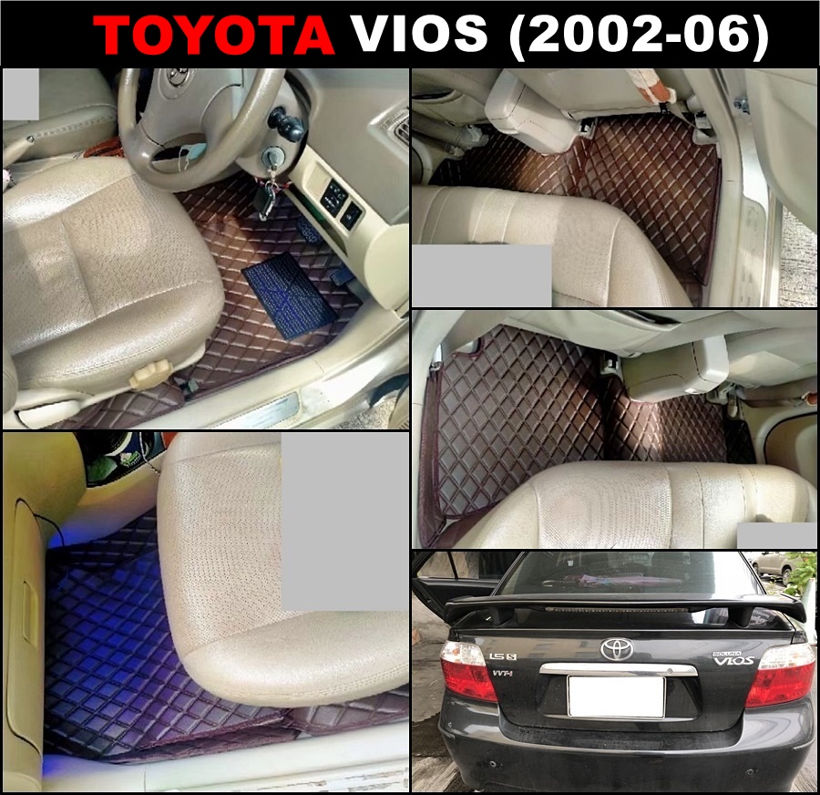 พรมปูพื้นรถยนต์ TOYOTA VIOS 2002-06 ลายไดมอนด์ สีกาแฟ เต็มคัน