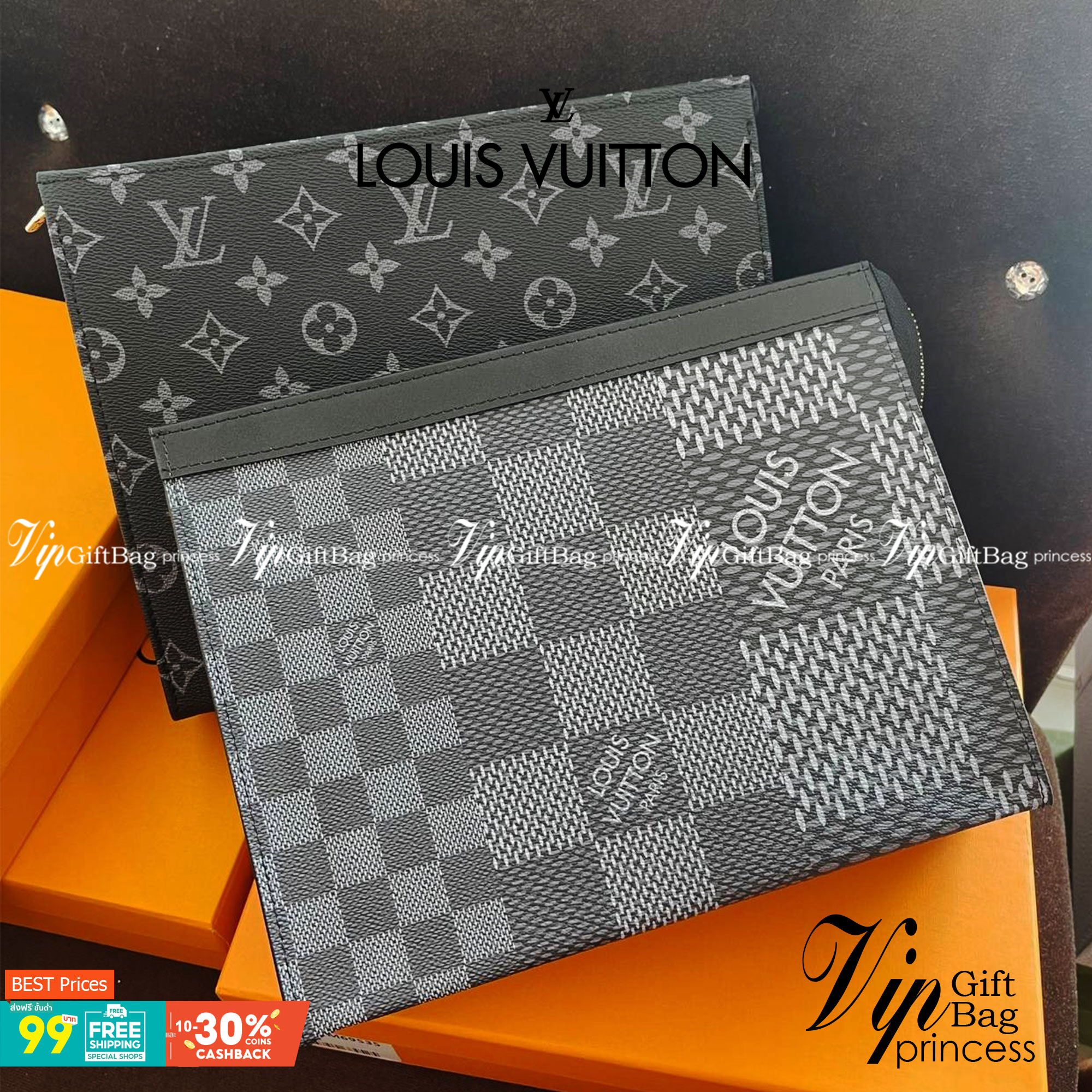 หนังแท้ LOUIS VUITTON POCHETTE VOYAGE CLUTCH BAG พร้อมส่งที่ไทย!! ที่นี่ที่เดียว LV CLUTCH ขายดีตลอดกาล ไม่มีตกยุค ถือคูลๆ เลยค่า