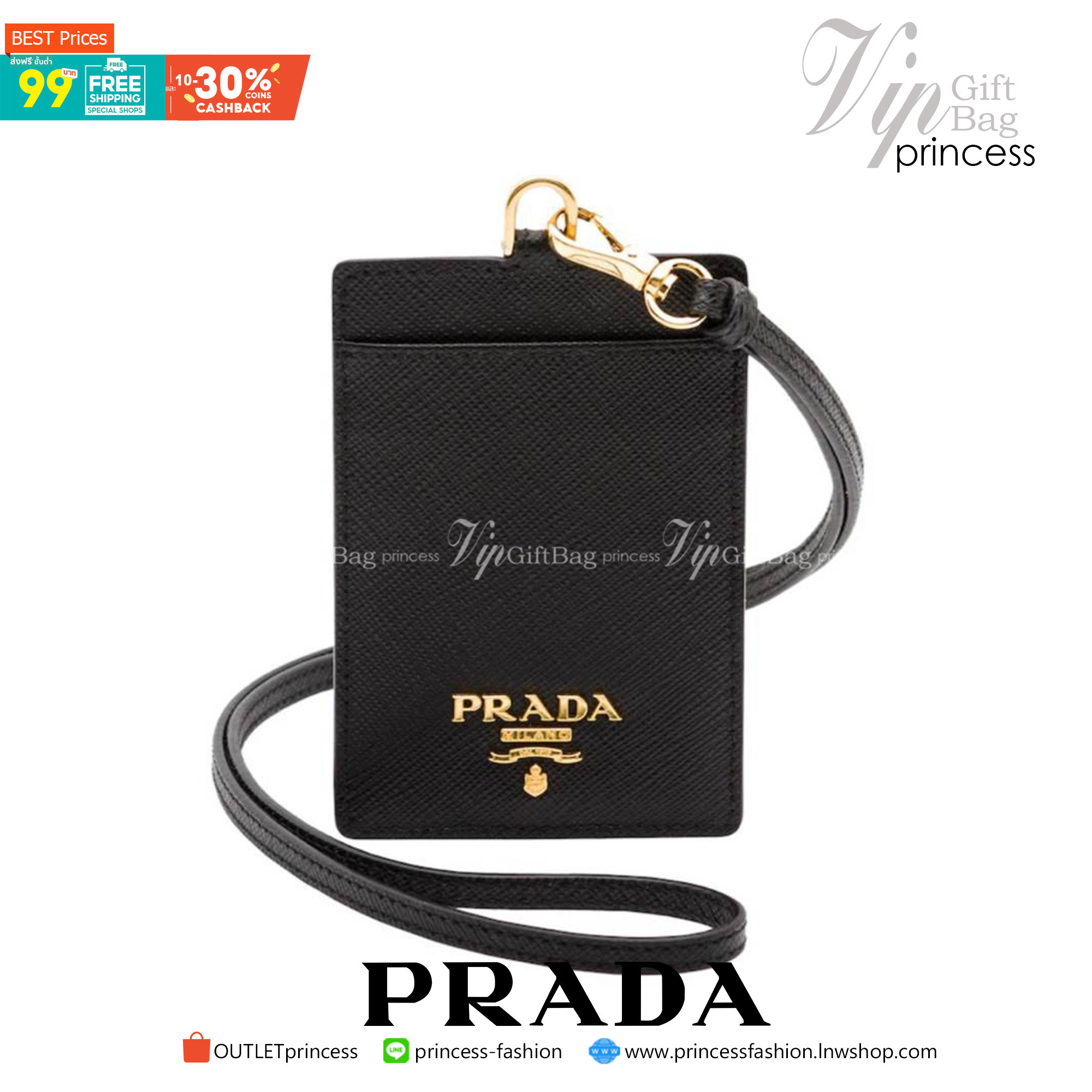 PRADA Leather Badge Holder สิ้นสุดการรอคอย!! พร้อมส่งที่ไทยแล้วค่ะ สายคล้องบัตรสุดคลาสสิค วัสดุหนังพรีเมี่ยม SAFFIANO อะไหล่ทอง ปั้มแบรนด์ ด้านหน้ามีช่องใส่บัตร1ใบ ประกับโลโก้PRADA และด้านหลังใส่บัตรได้อีกหนึ่งใบ(