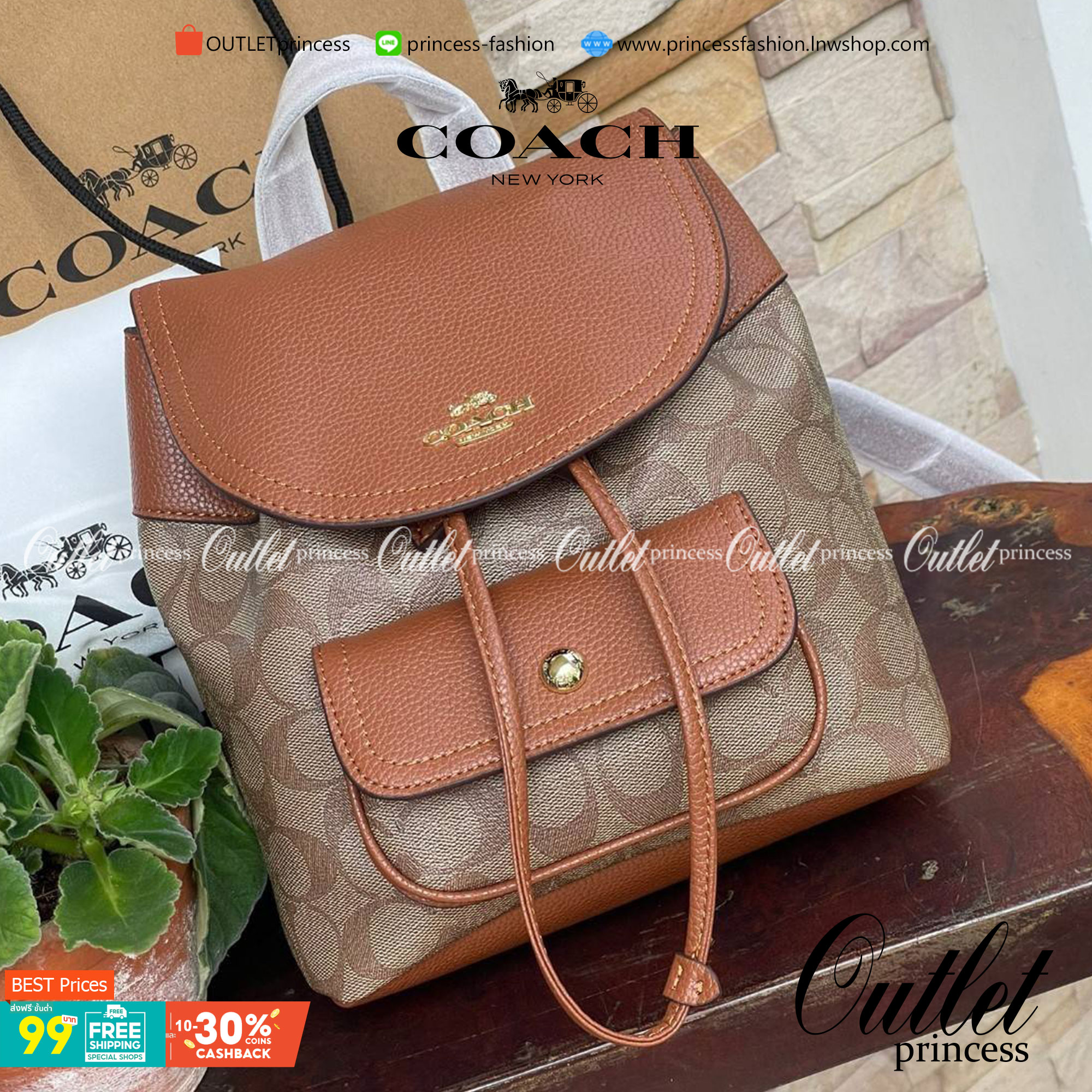 COACH PENNIE BACKPACK 22 IN SIGNATURE CANVAS(C4120) เป็นกระเป๋าอีกประเภทหนึ่งที่ Coach ผลิตและออกแบบได้อย่างมีเอกลักษณ์ สาว ๆ คนไหนที่ชอบพกของเยอะและต้องการกระเป๋าที่ให้ความคล่องตัว ทะมัดทะแมง ต้องเป็นกระเป๋าเป้แบบนี้เลยค่ะ แม้จะให้ลุคที่ทะมัดทะแมง แต่ก็ม