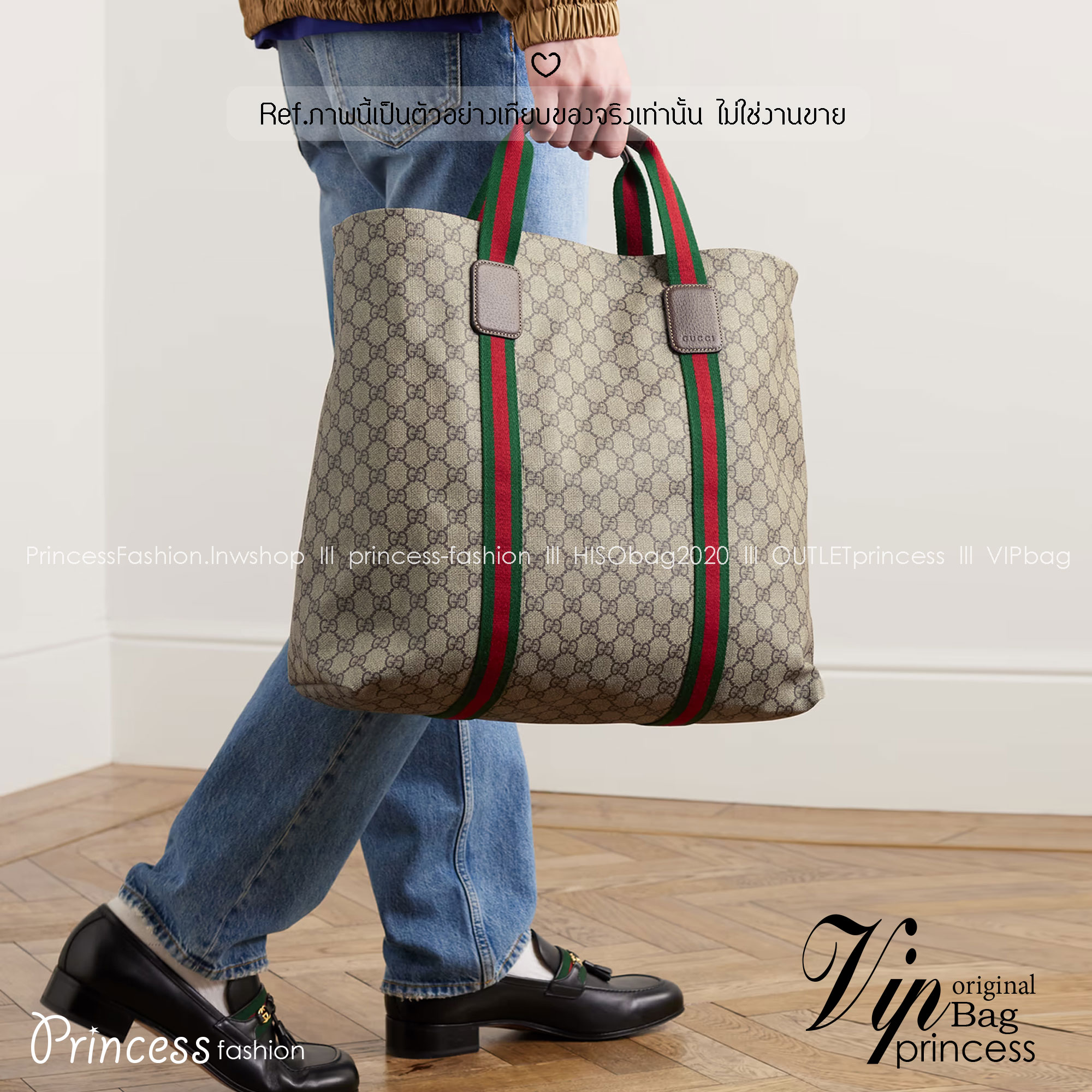 GUCCI GG Tender medium tote bag กระเป๋าทรงโท้ทสุดคลาสสิค เพิ่มกลิ่นอายความโมเดิร์นให้กับดีไซน์แถบสีเขียวแดง สวยเด่นเป็นเอกลักษณ์ใช้ได้บ่อยไม่มีเบื่อ