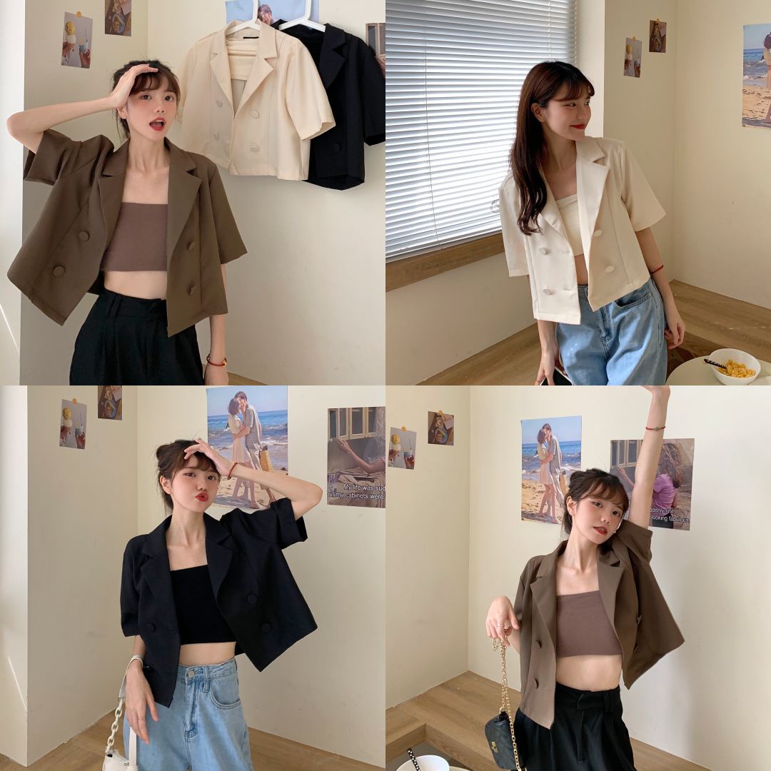พร้อมส่ง 🍼🐮 Blazer set เซตเบลเซอร์ + เกาะอกสุดปัง (IN35430)