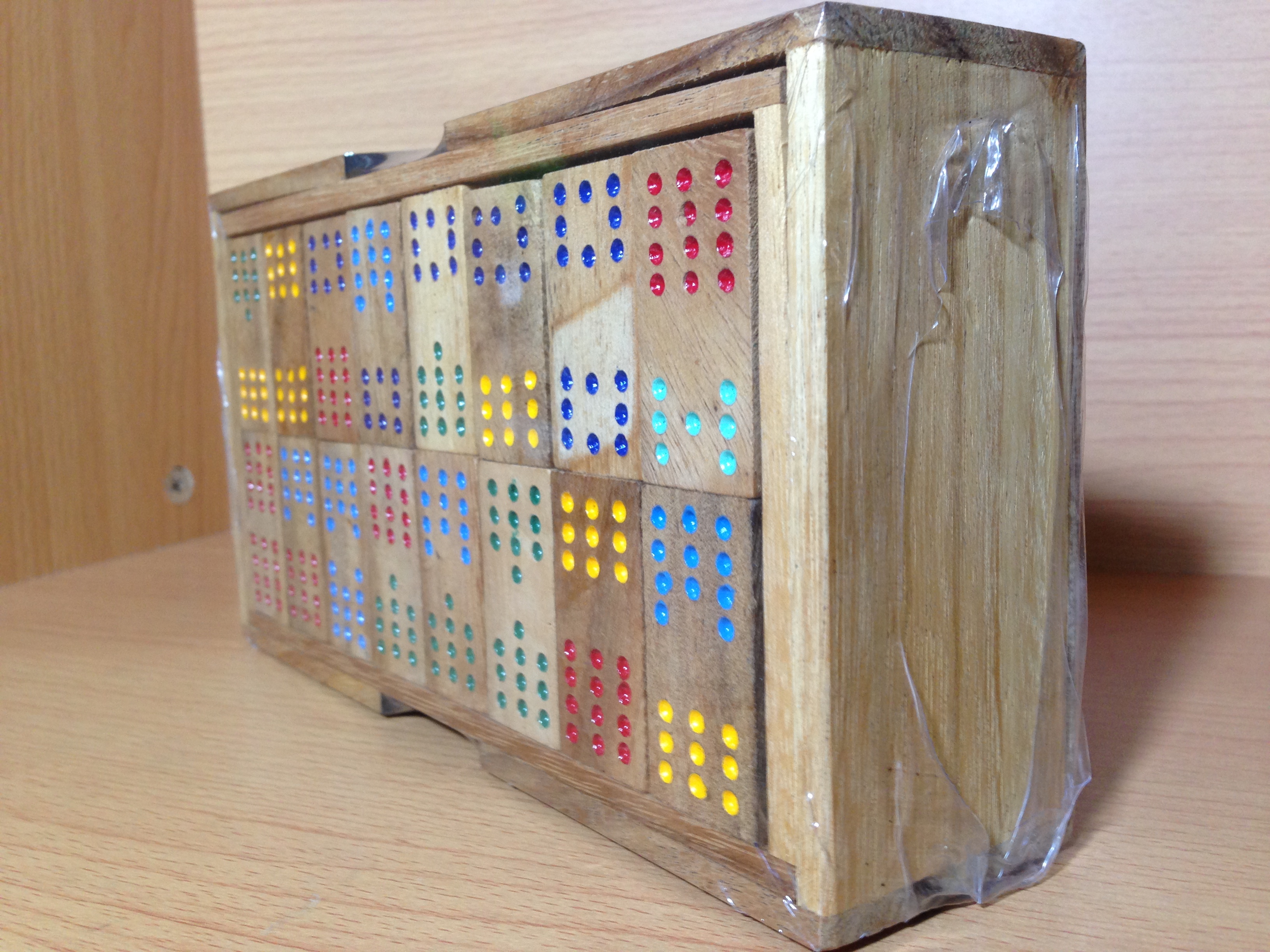 ของเล่นเด็กโดมิโน่ไม้ขนาดใหญ่12แต้ม 64 ชิ้น