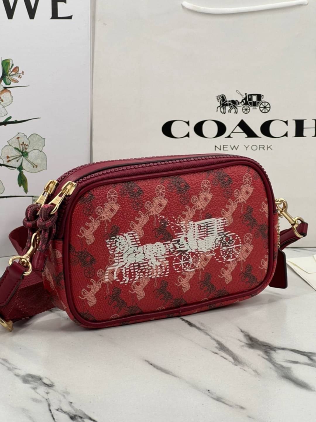 COACH CROSSBODY POUCH WITH HORSE AND CARRIAGE PRINT (F84639) พร้อมส่งที่ไทย
