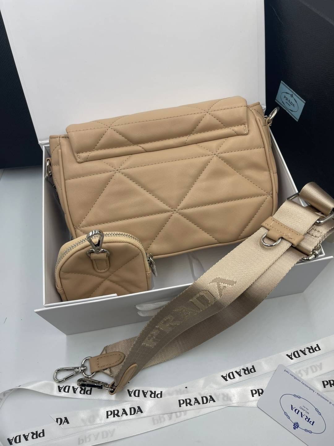VIP 】PRADA System nappa leather patchwork bag หนังแท้ พร้อมส่งที่ไทย 6 สี